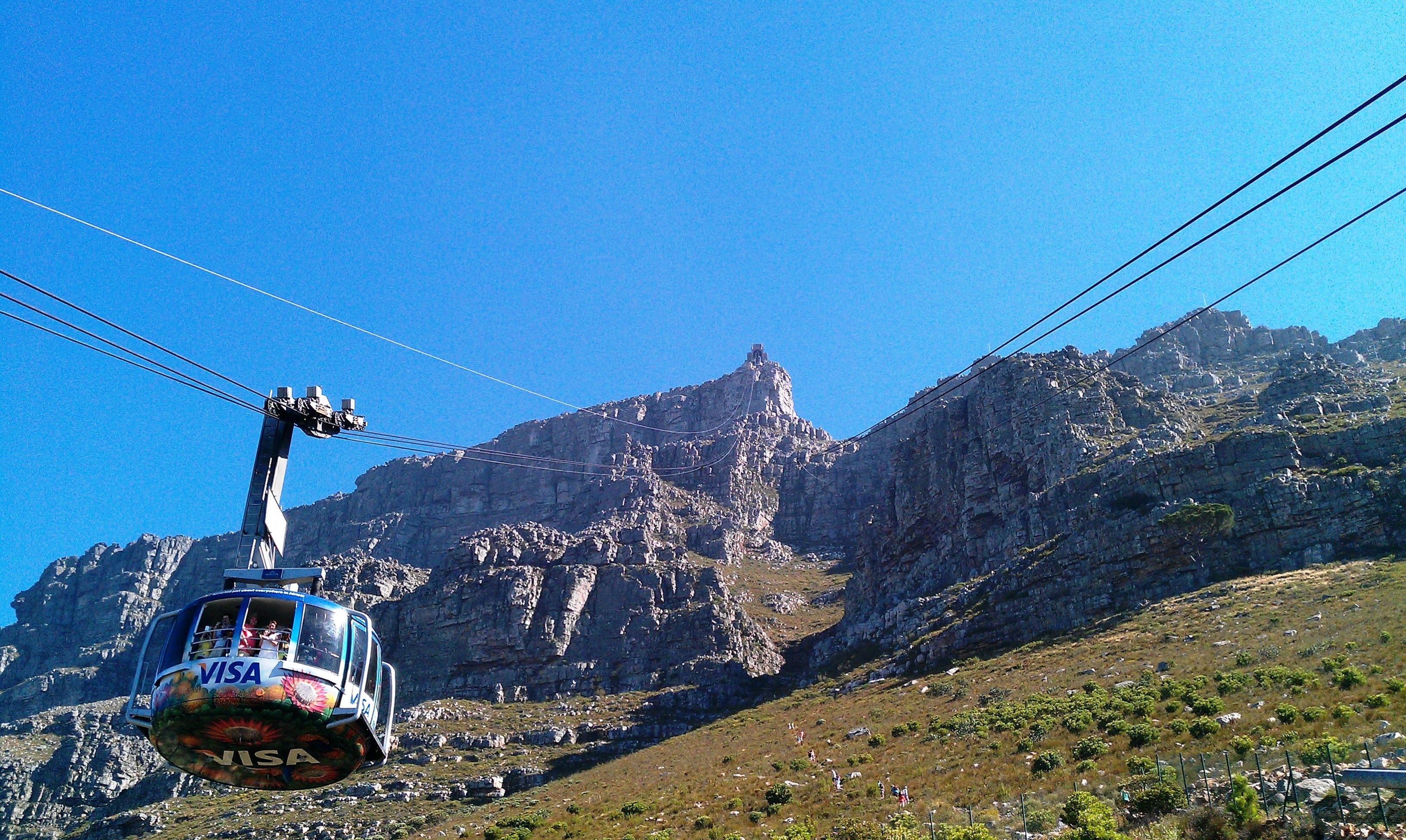 land vehicle, electricity, scenics, connection, no people, ski lift, South Africa, clear sky, mode of transportation, transportation, blue, power line, HD Wallpaper