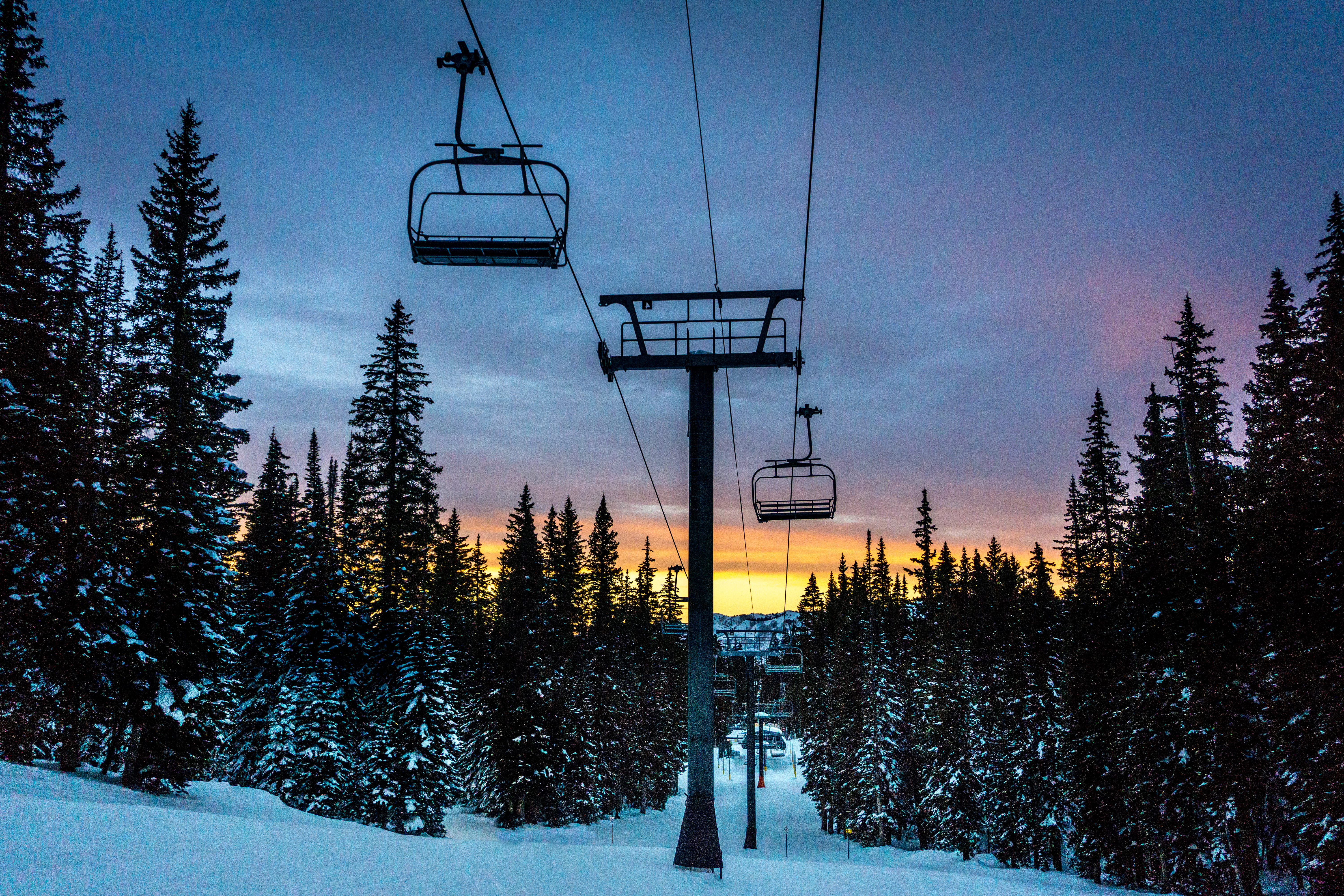 scenics - nature, snow, land, tranquility, snowcapped mountain, powder, brighton, 5K, skiing, brighton resort, cable car, tranquil scene, overhead cable car, HD Wallpaper