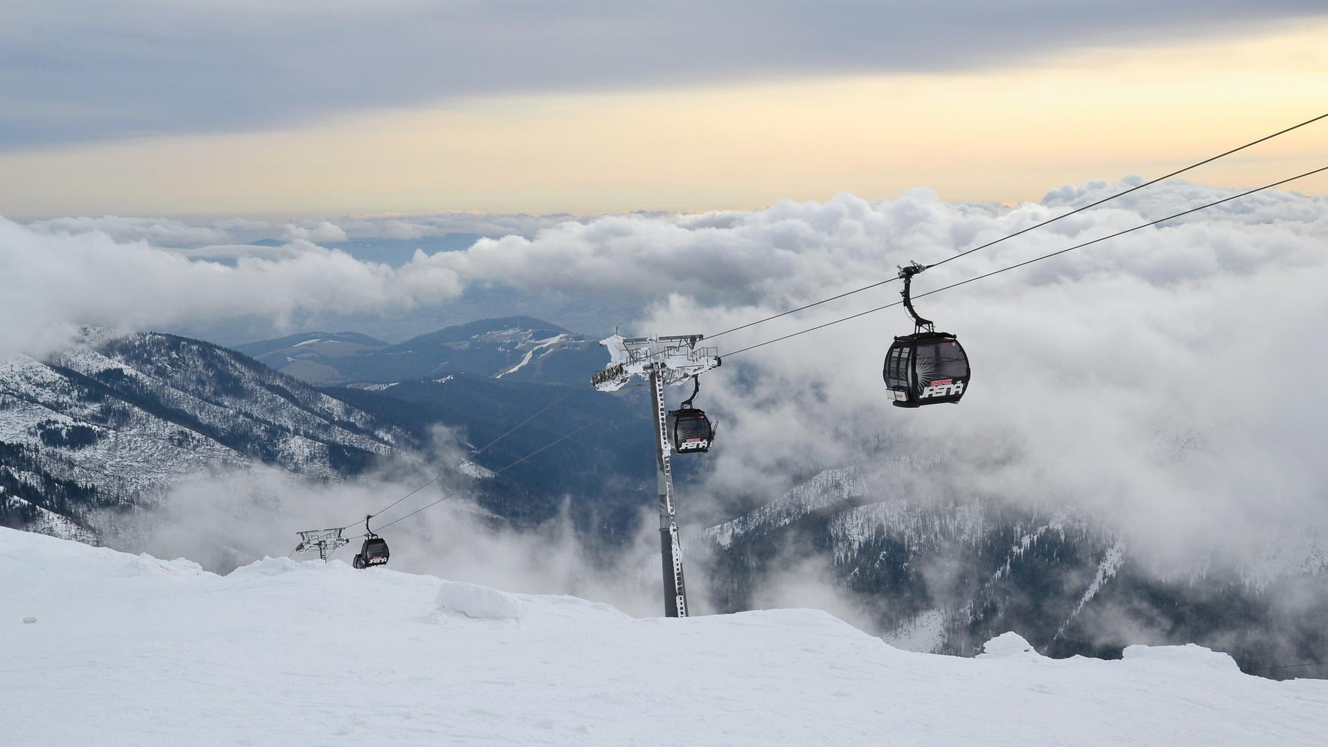 winter, sky, travel, snowcapped mountain, ski lift, life, nature, environment, mode of transportation, slovakia, mountain, cable, overhead cable car, cloud - sky, HD Wallpaper