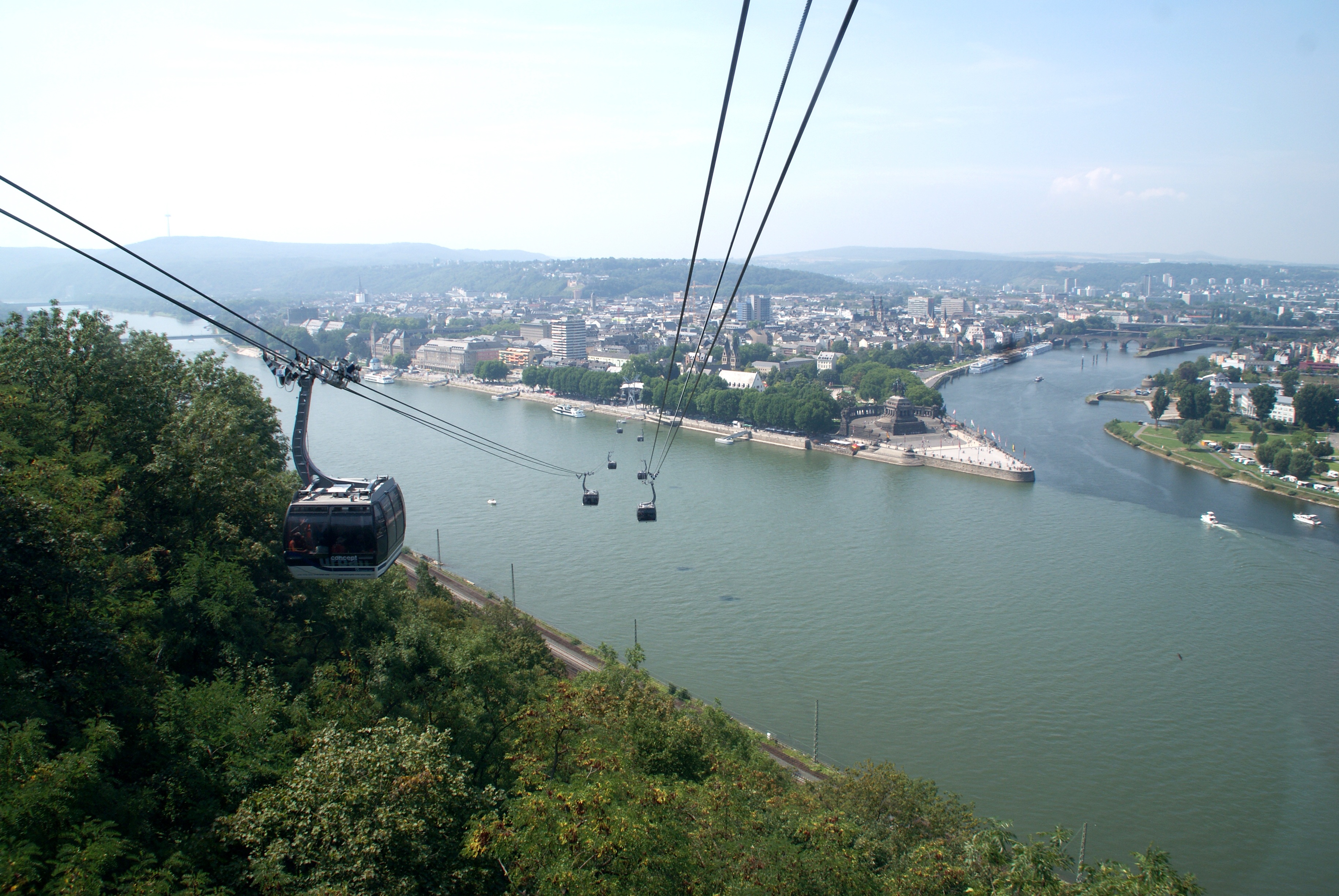 nature, cable, river, architecture, sky, koblenz, cable car, connection, german corner, tree, built structure, overhead cable car, bridge - man made structure, HD Wallpaper