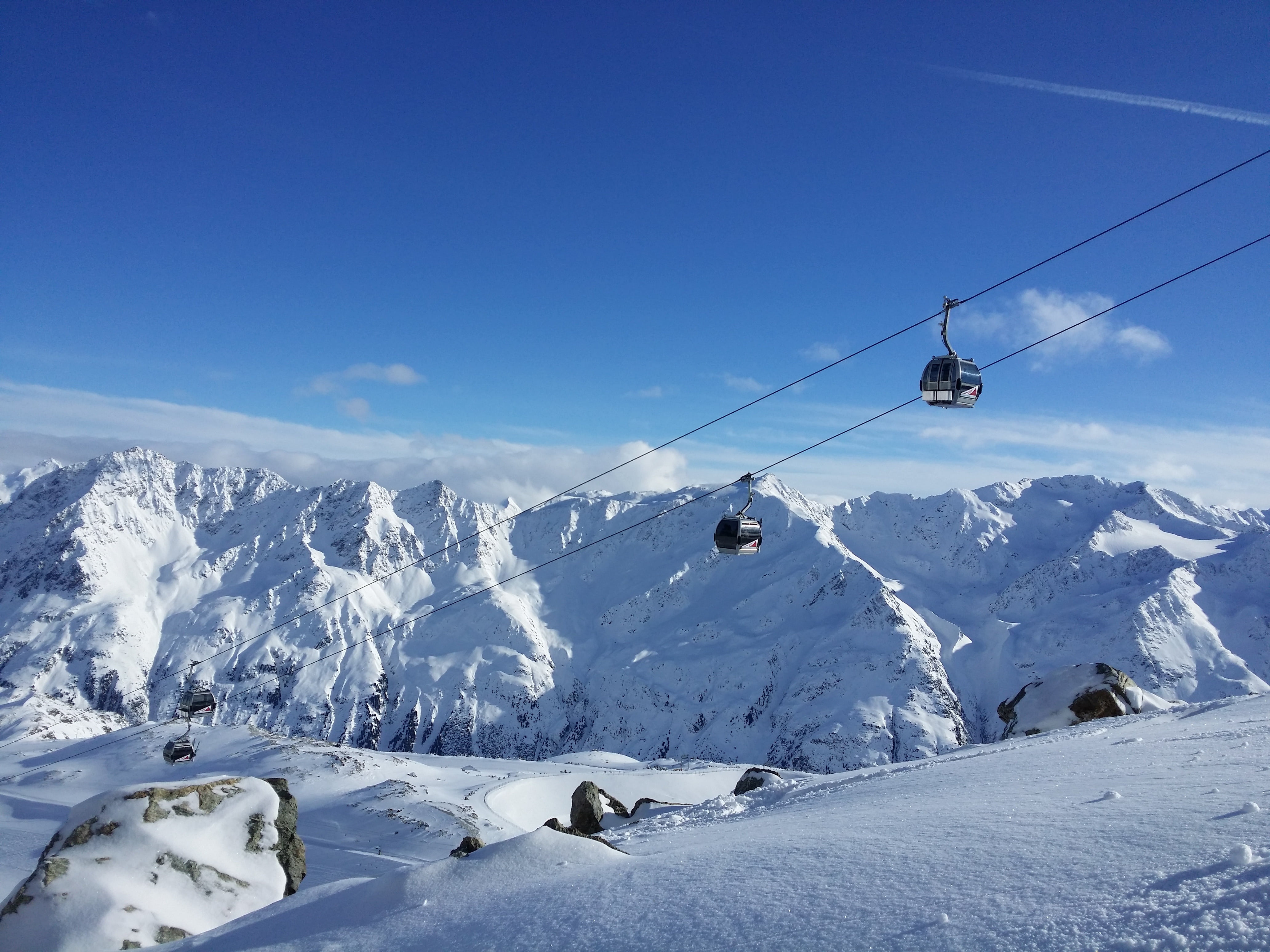 cable, austria, snowy, sölden, beauty in nature, nature, blue, snow, cars, snow landscape, dream day, tiefenbach glacier, day, outdoors, sky, no people, HD Wallpaper