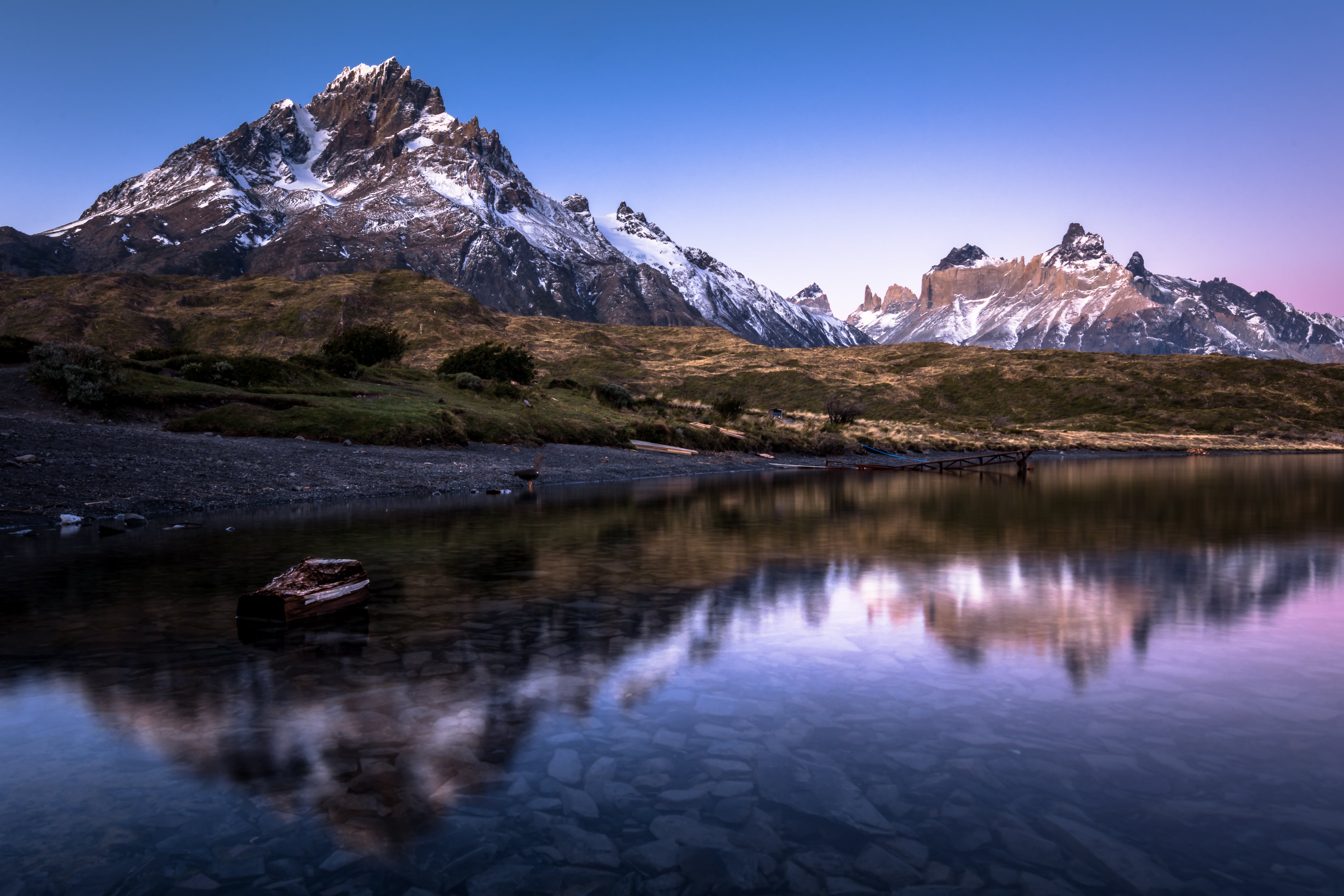 mountain Range, sky, Cerro, daytime, mountain, mountain Peak, snow, beside, water, nature, landscape, beauty In Nature, scenics, Grande, covered, reflection, HD Wallpaper