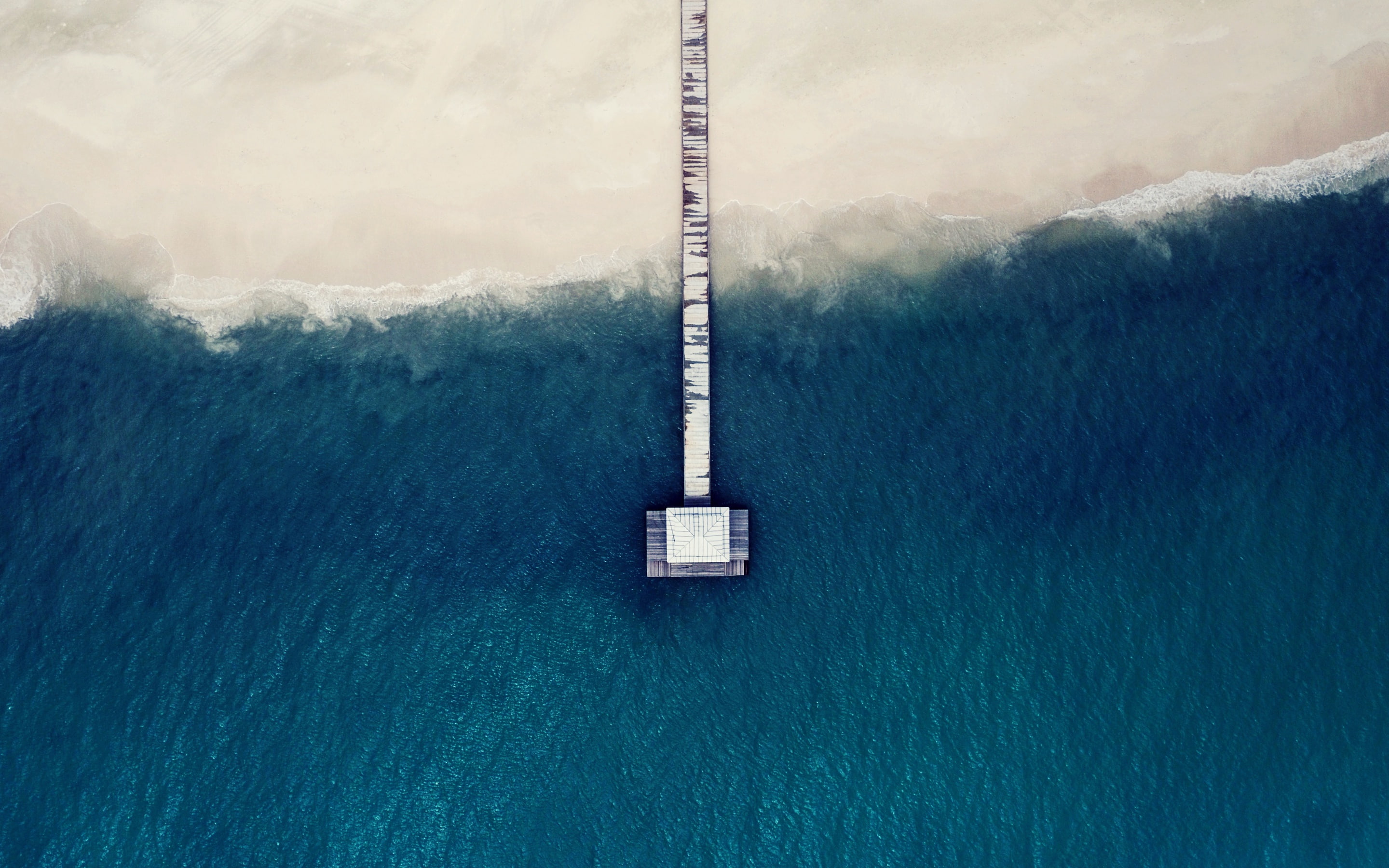 sea, wave, the view from the top, shore, pierce, beach, roof, 2K, the bridge, HD Wallpaper