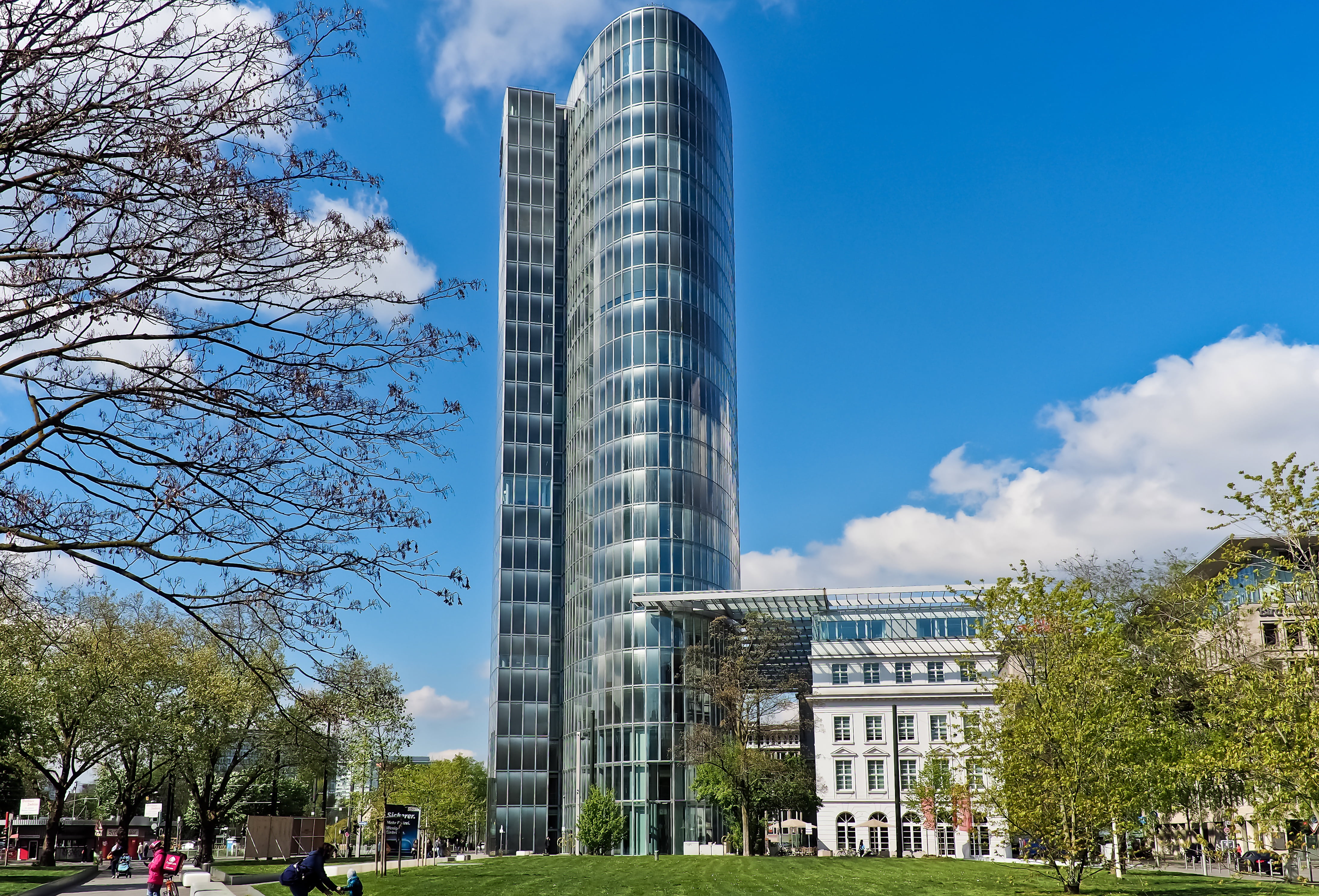 skyline, town center, clouds, luxury, modern building, blue, modern, modern architecture, city, urban, city life, skyscraper, sky, cloud - sky, nature, HD Wallpaper