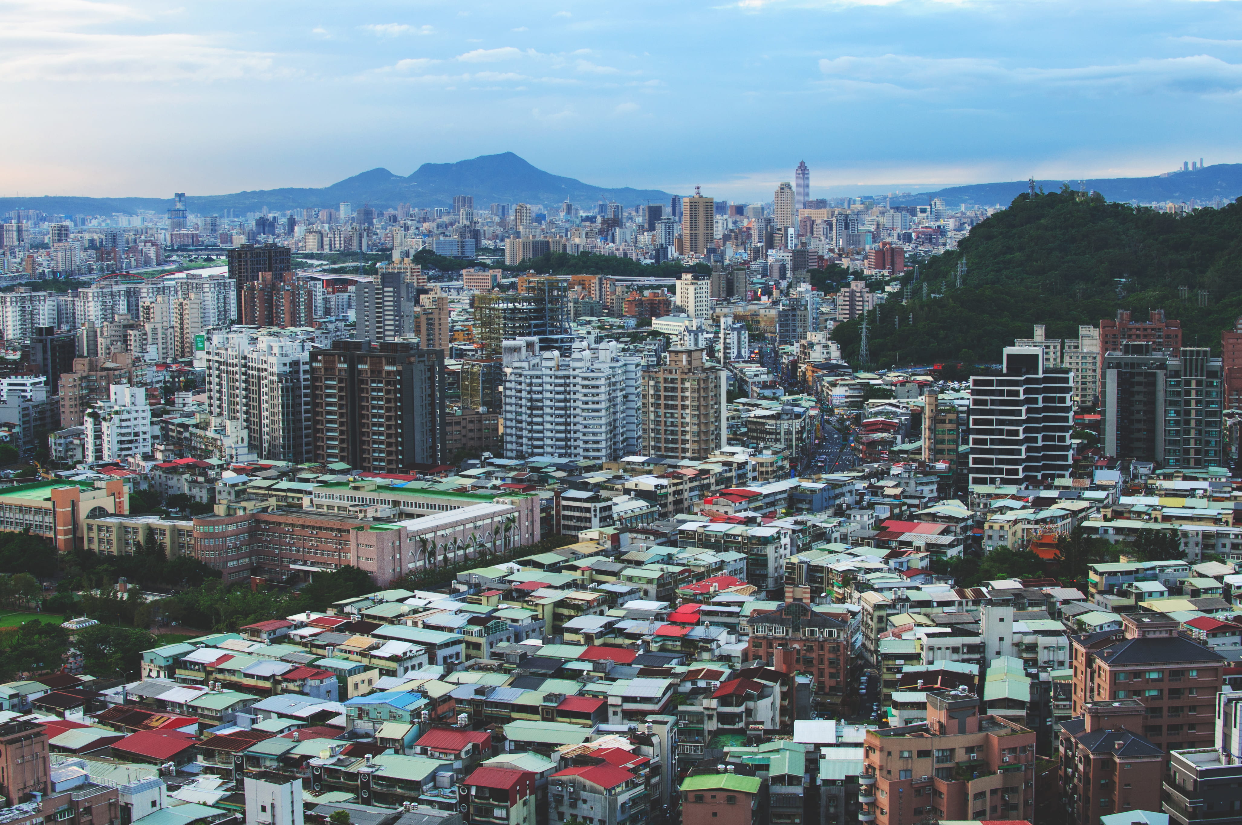 day, skyline, 4K, view, taipei, settlement, urban, cloud - sky, residential district, buildings, building, crowded, cityscape, houses, roof, high angle view, HD Wallpaper
