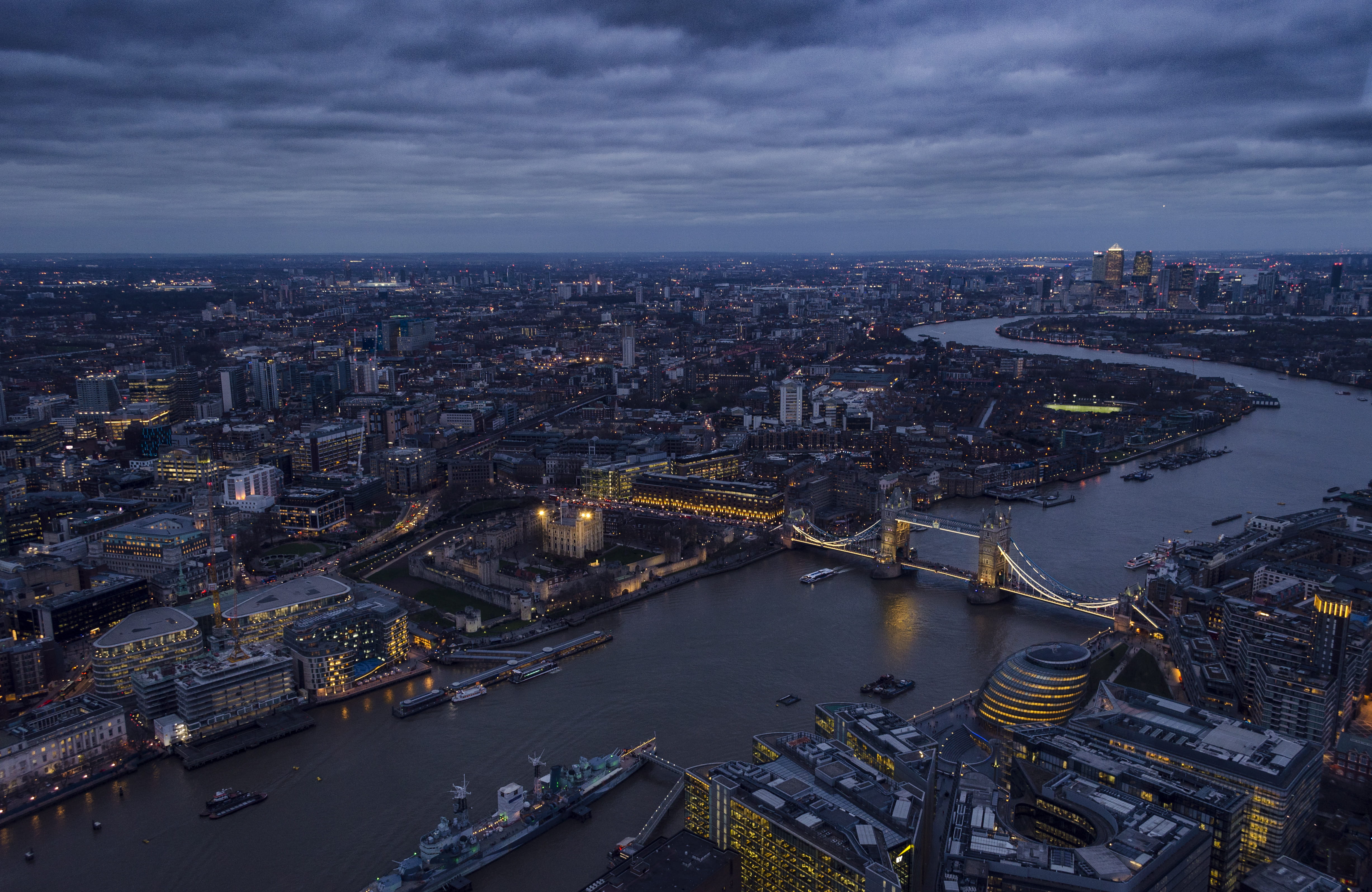 cloud - sky, buildings, nature, london, dusk, thames River, outdoors, building, water, urban Scene, travel destinations, view, office building exterior, HD Wallpaper