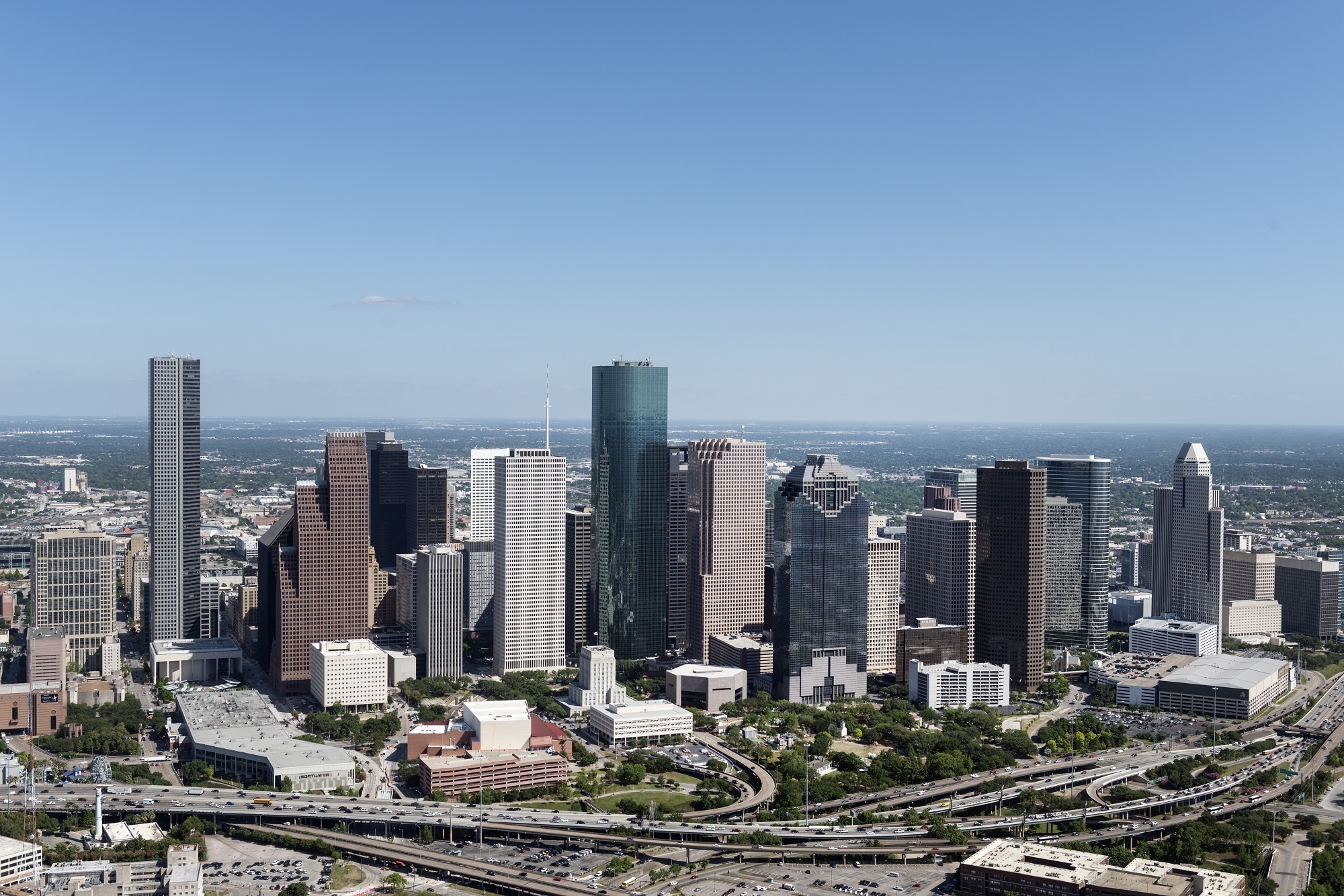 usa, motion, clear sky, landscape, sky, traffic, concrete, urban, skyscraper, outdoors, city, brown, daytime, transportation, modern, texas, rise, gray, HD Wallpaper