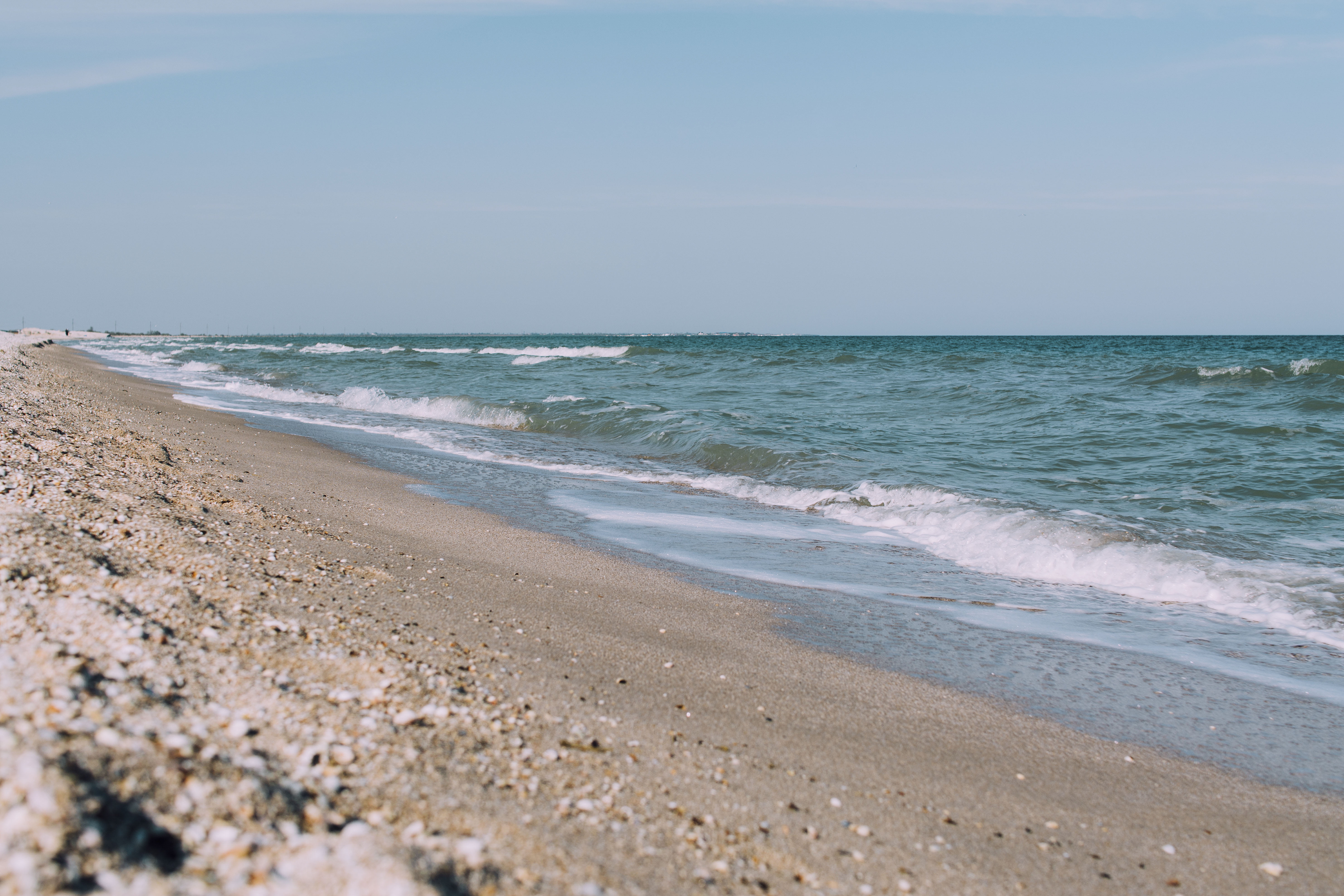 beach, sky, blue, horizon, 5K, tranquility, sport, ocean, sea, water, travel destinations, tranquil scene, waves, beauty in nature, summer, horizon over water, HD Wallpaper