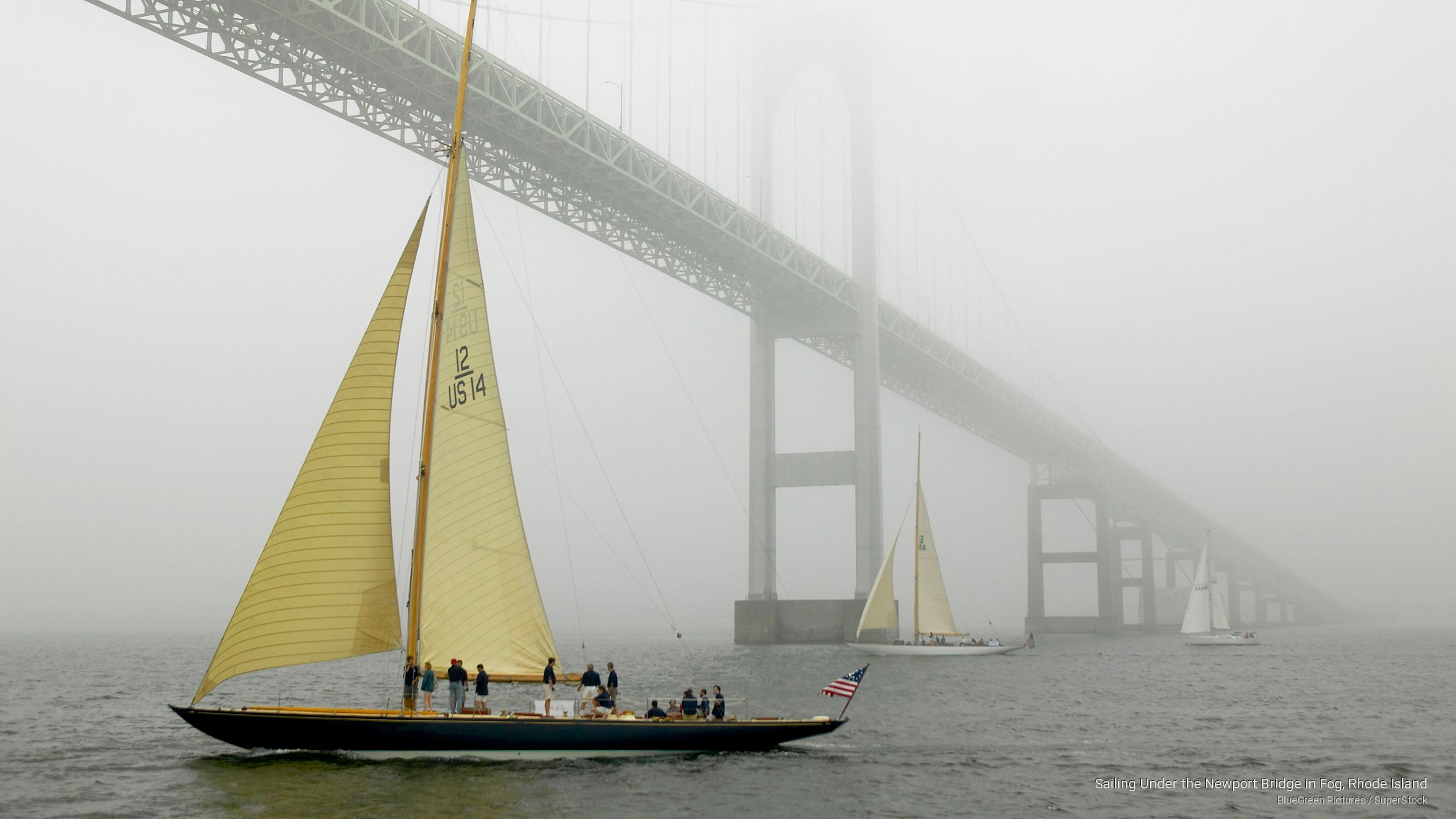 newport, North America, 2K, island, bridge, sailing, fog, rhode, HD Wallpaper