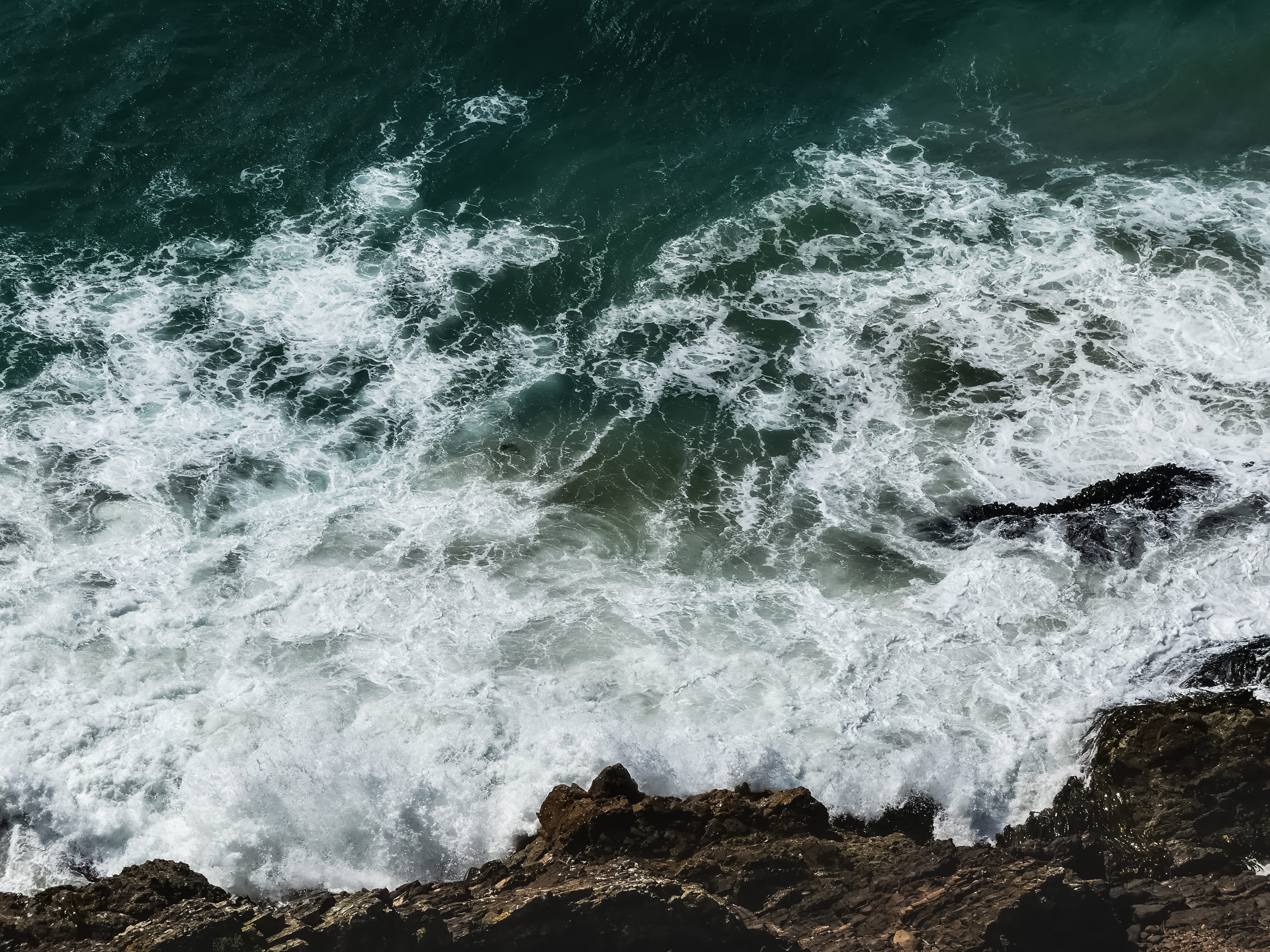 motion, no people, rock formation, ocean, formation, 4K, nature, day, contrast, background, breaking, flowing water, sea, power, rock - object, water, HD Wallpaper
