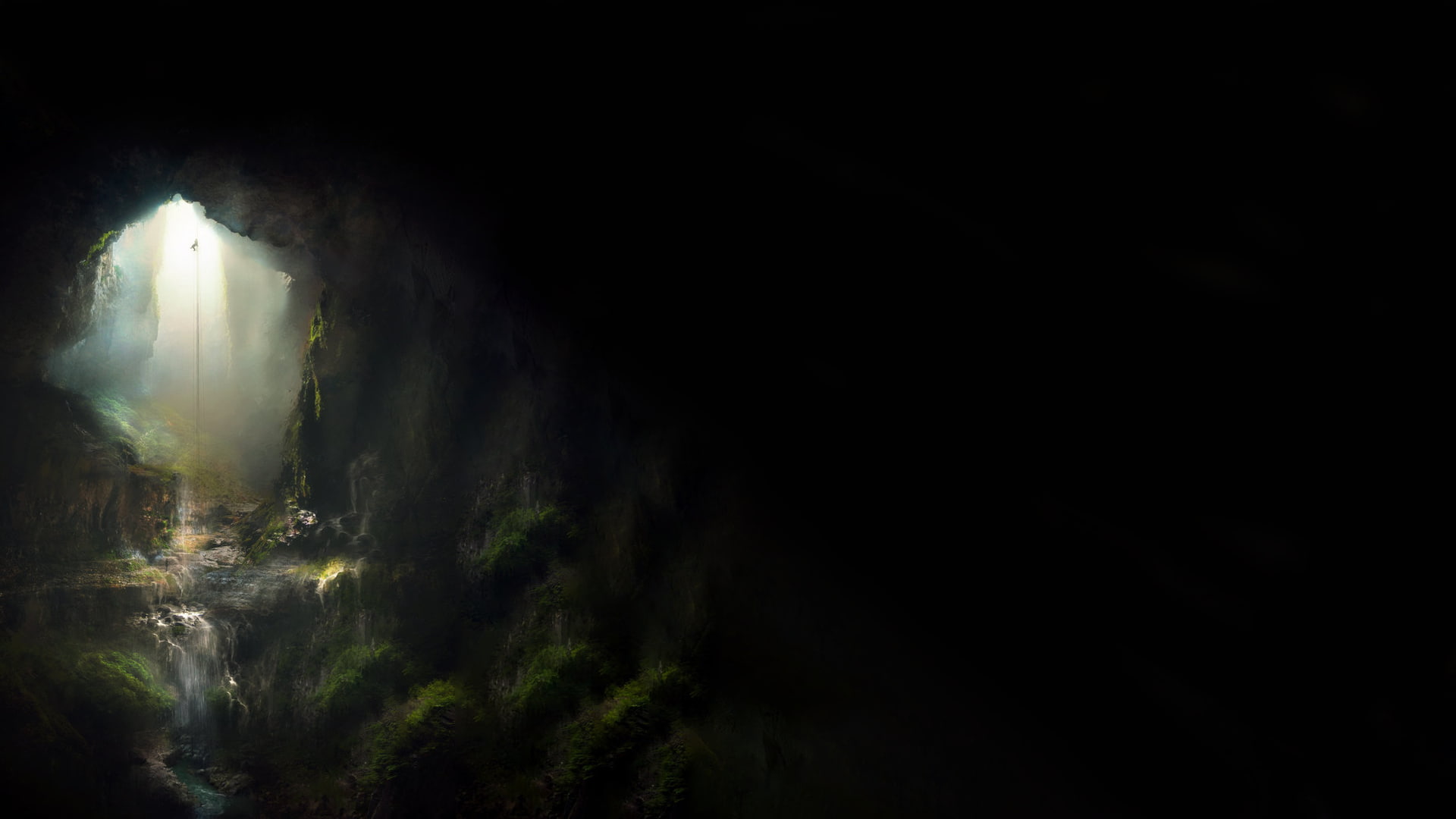 fear, water, black background, horror, solid, night, cave, 1080P, no people, nature, rock, beauty in nature, land, dark, spooky, mystery, rock - object, HD Wallpaper
