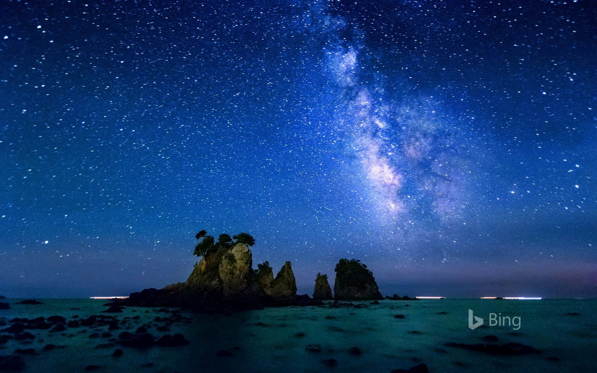 scenics - nature, star - space, milky, water, tranquil scene, tranquility, 1080P, space, rock, izu, star, building, bin, rock - object, outdoors, peninsula, HD Wallpaper