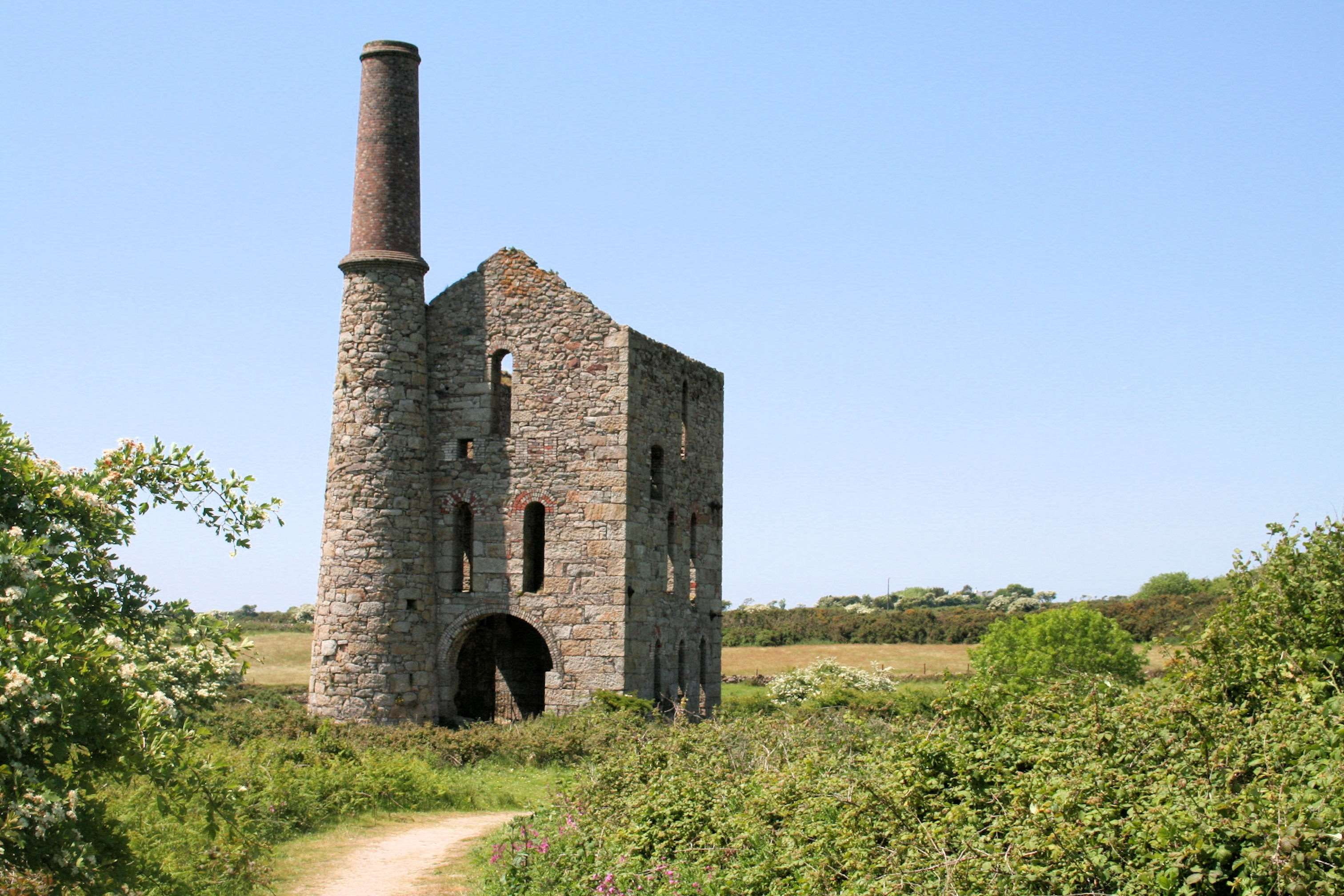 engine, ruined, ruin, travel, sky, deterioration, british, outdoors, england, cornwall, landscape, obsolete, west, abandoned, building exterior, plant, HD Wallpaper
