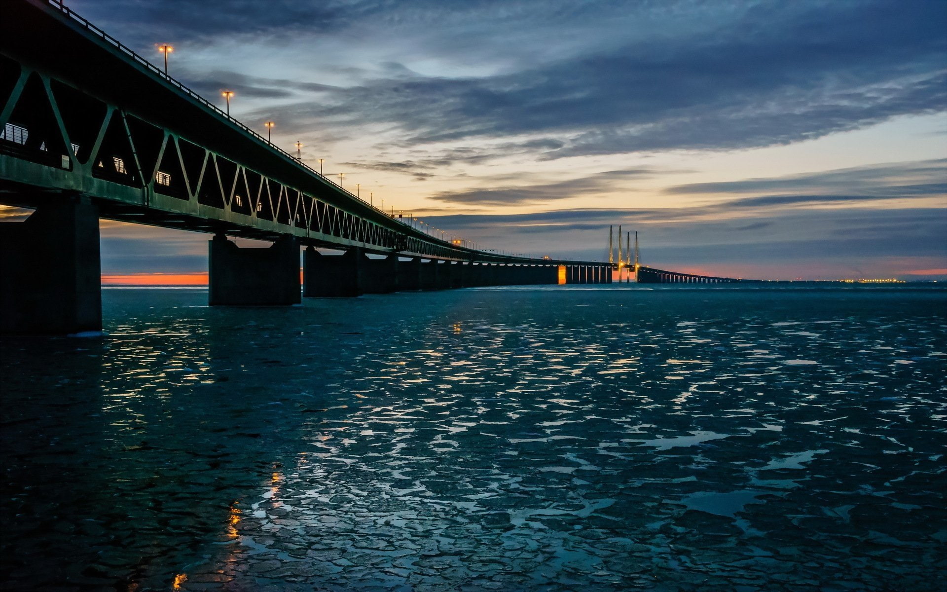 Bridges, Bridge, Sweden, Oresund Bridge, Ice, 1080P, Ocean, Man Made, Denmark, HD Wallpaper