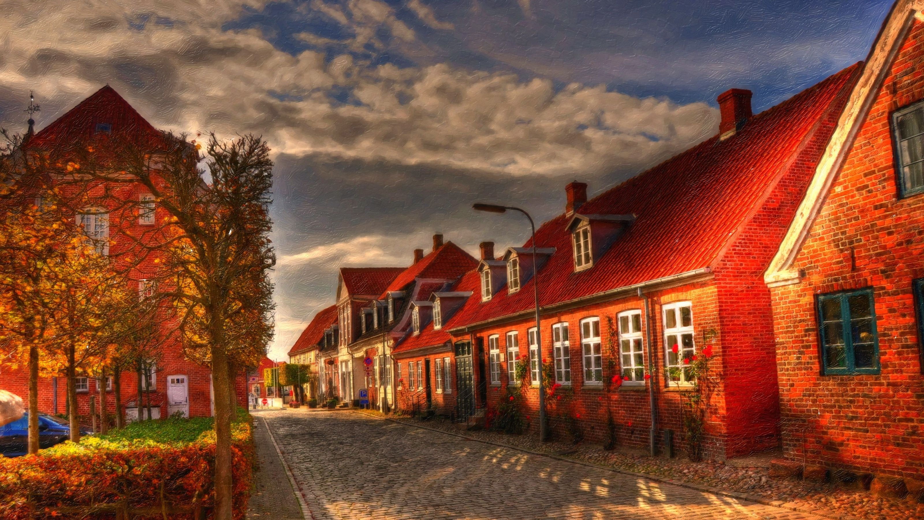building exterior, cloud - sky, change, city, built structure, 2K, no people, street, sky, road, building, plant, nature, Denmark, transportation, house, HD Wallpaper