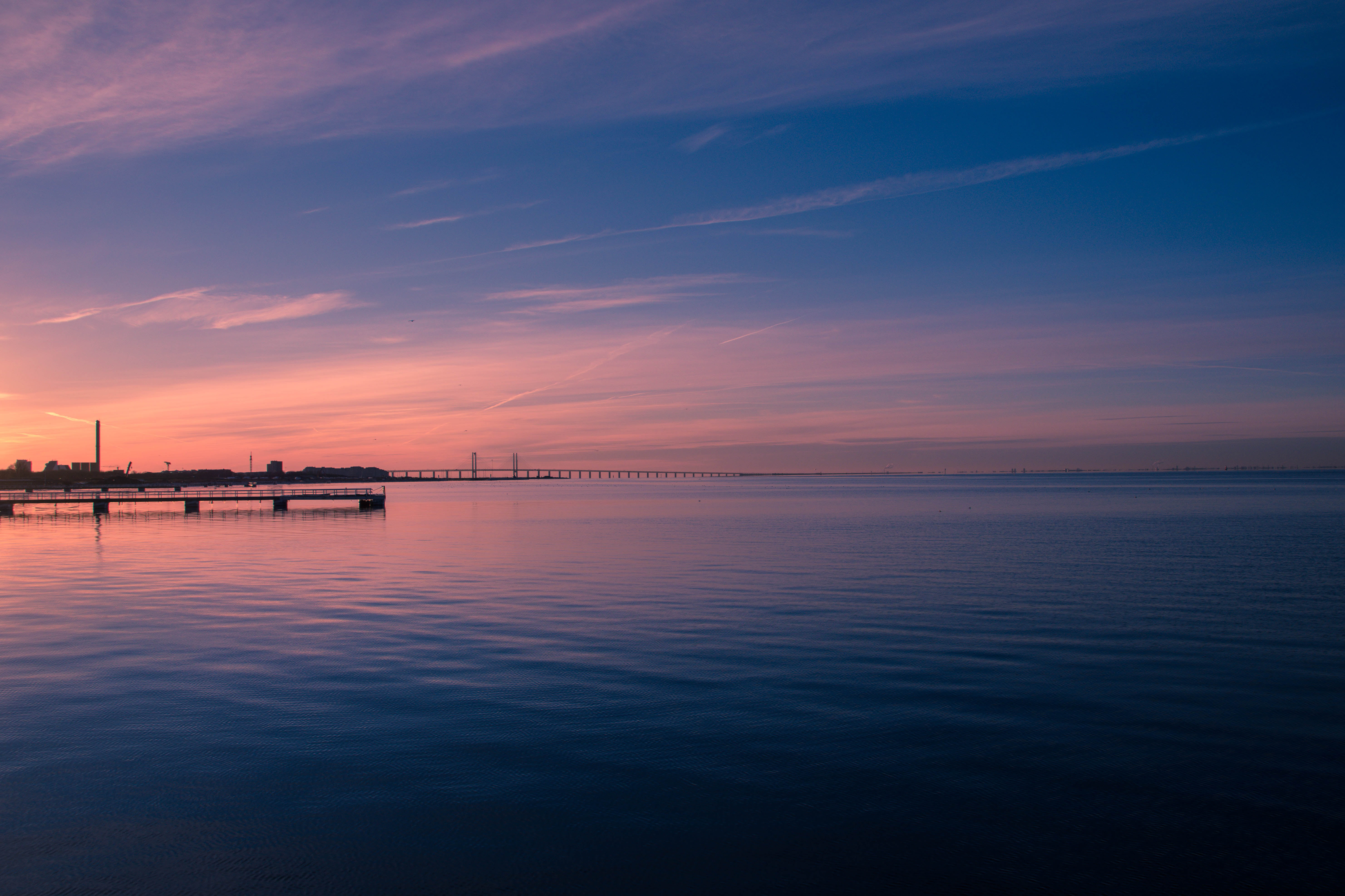 nature, strand, night, winter  beach, sunlight, öresundsbron, sunset, himmel, outdoor, sky, Skåne län, dock, river, photography, ice, sweden, öresund, SE, HD Wallpaper