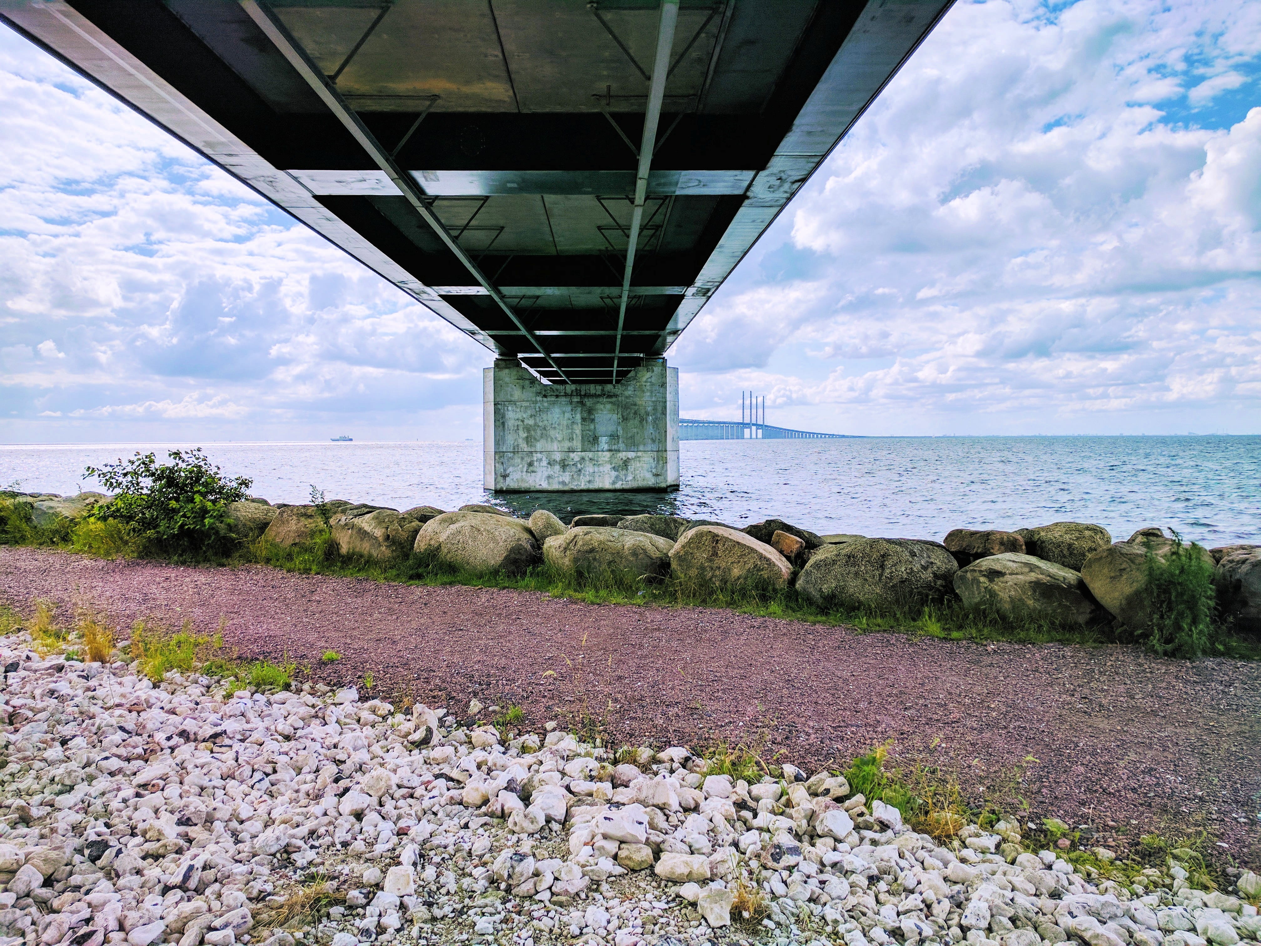 cloud, day, transportation, horizon, skandinavia, architecture, connection, malmö, water, the öresund bridge, sweden, himmel, sky, 4K, skåne, outdoors, HD Wallpaper