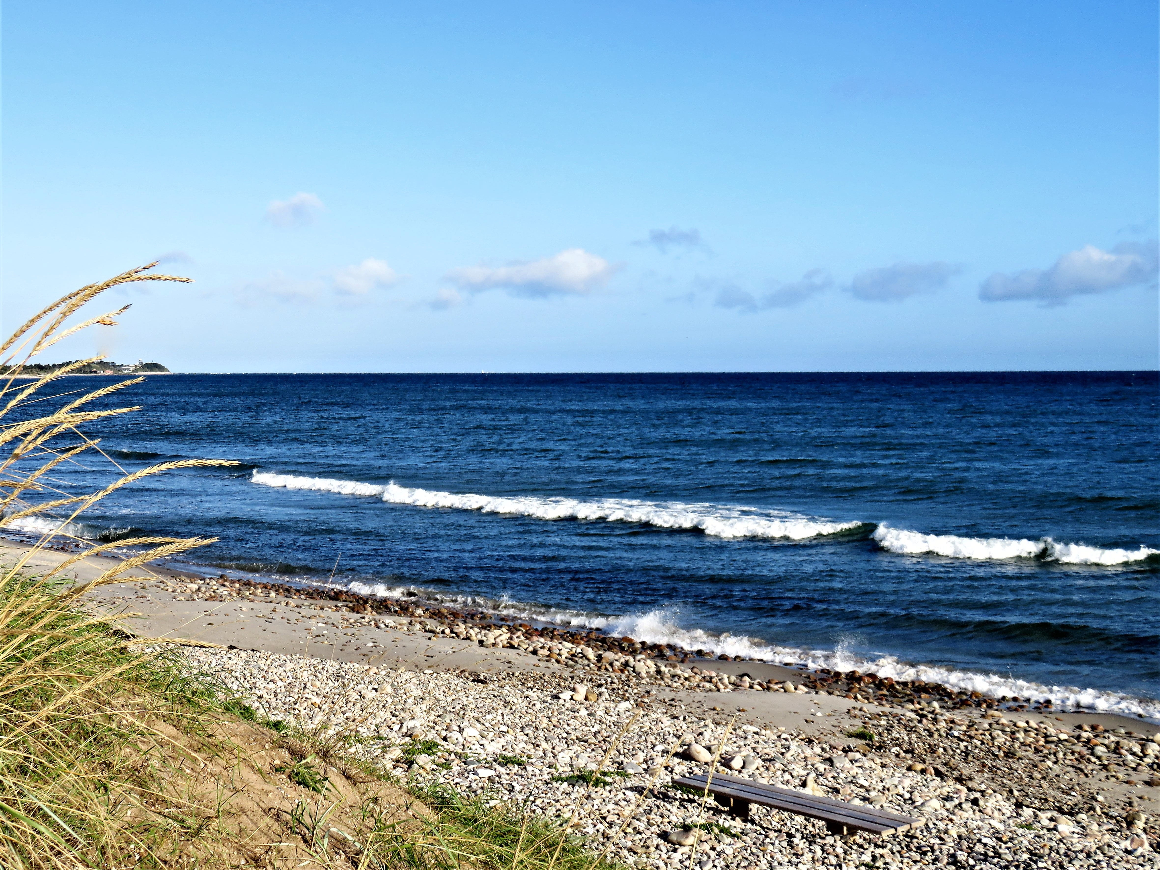 kattegat, outdoors, tranquil scene, coast, scenics - nature, 4K, no people, water, denmark, baltic sea, cloud - sky, day, non-urban scene, blue sky, land, HD Wallpaper