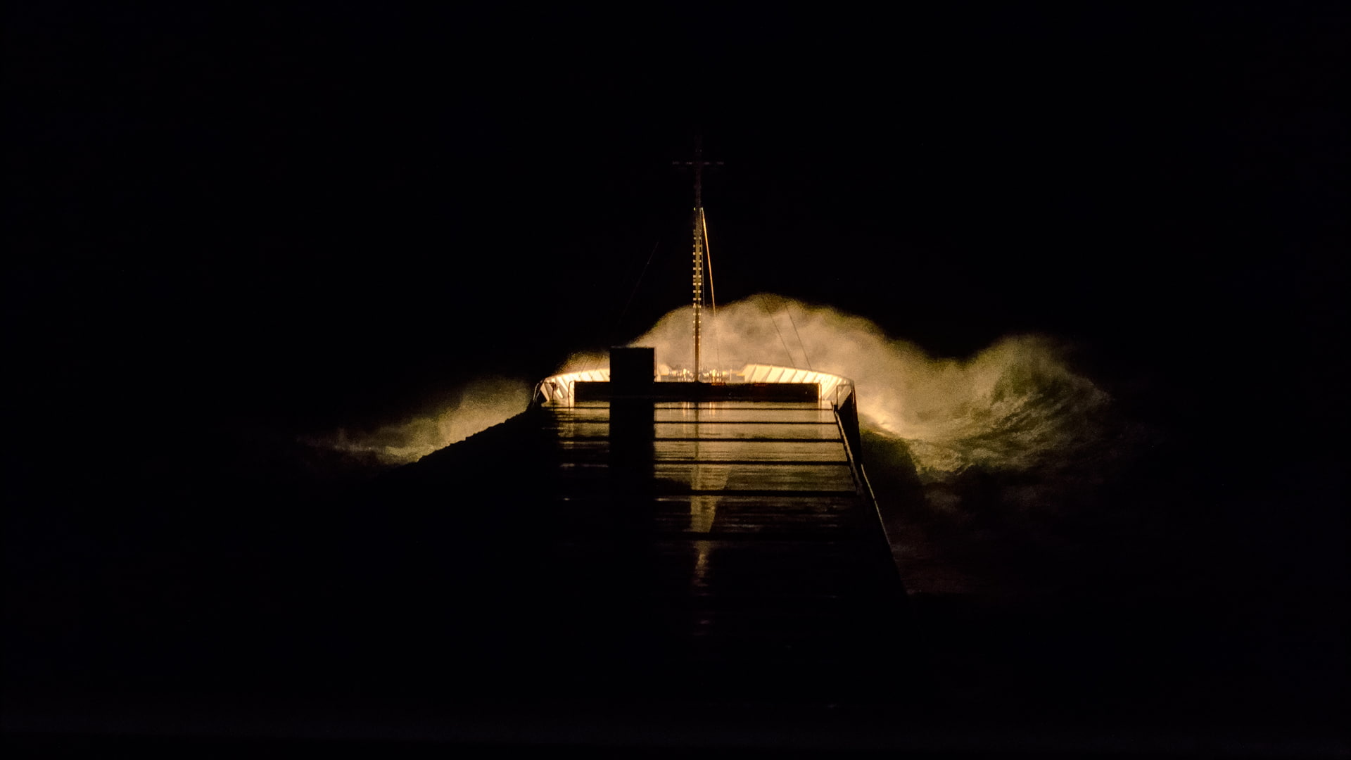 storm, HDR, night, vessel, waves, Baltic Sea, outdoors, ladder, staircase, the way forward, lake, light - natural phenomenon, direction, sky, no people, HD Wallpaper