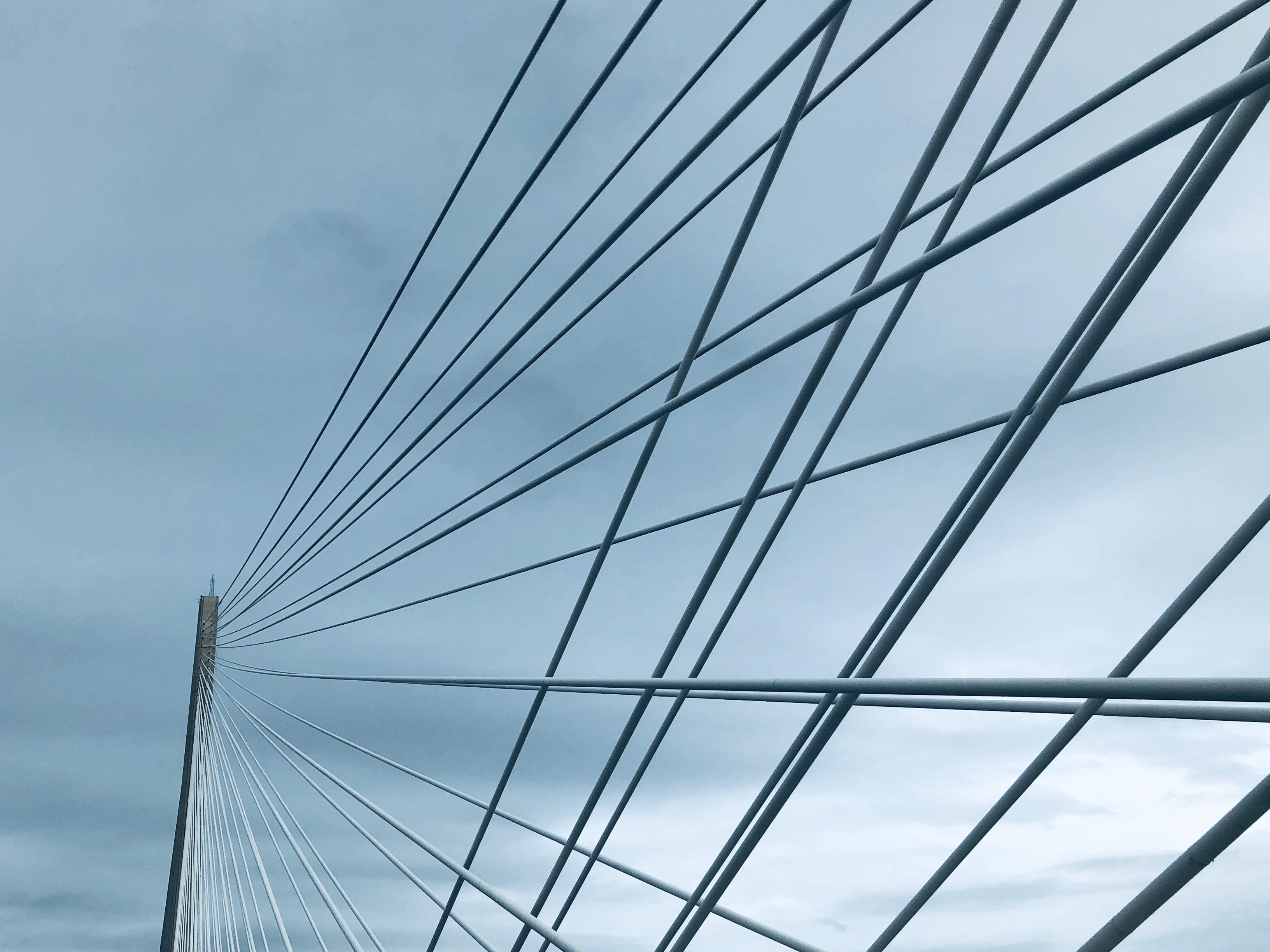 urban, bridge - man made structure, queensferry crossing bridge, low, 2K, united kingdom, bridge, cable-stayed bridge, cable, building exterior, angle, HD Wallpaper