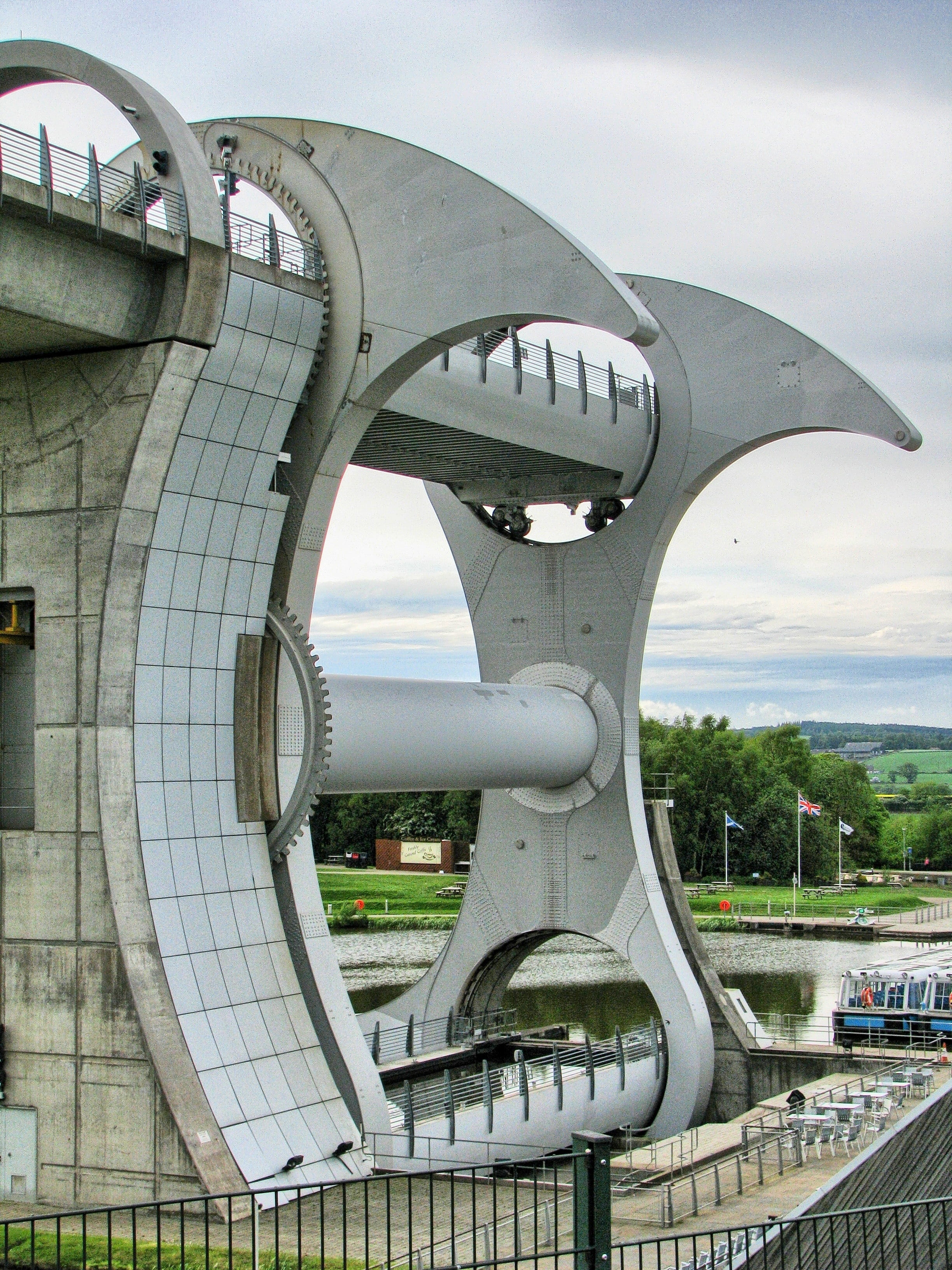 scotland, architecture, city, tech, falkirk, day, bridge - man made structure, outdoors, sculpture, travel destinations, Falkirk Wheel, technical construction, Phone HD Wallpaper