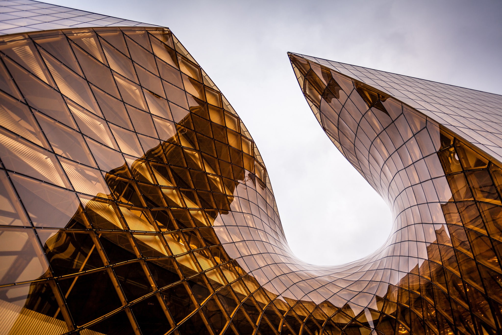 building, architecture, overcast, sky, Malmö, geometry, reflection, Emporia, 1080P, glass, HD Wallpaper