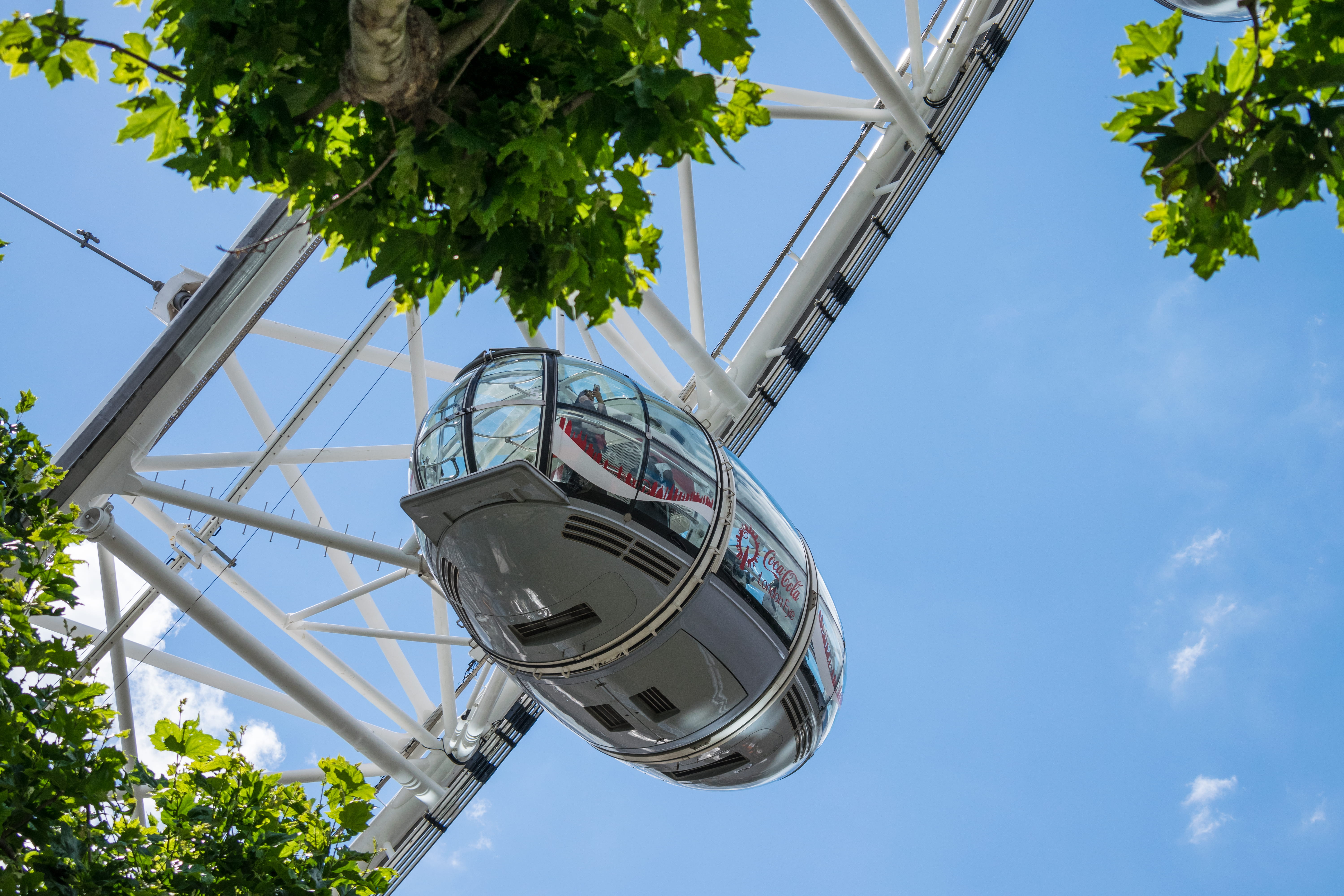 amusement park ride, metal, modern, architecture, built structure, amusement park, london, communication, tree, nature, sunlight, low, outdoors, steel, HD Wallpaper