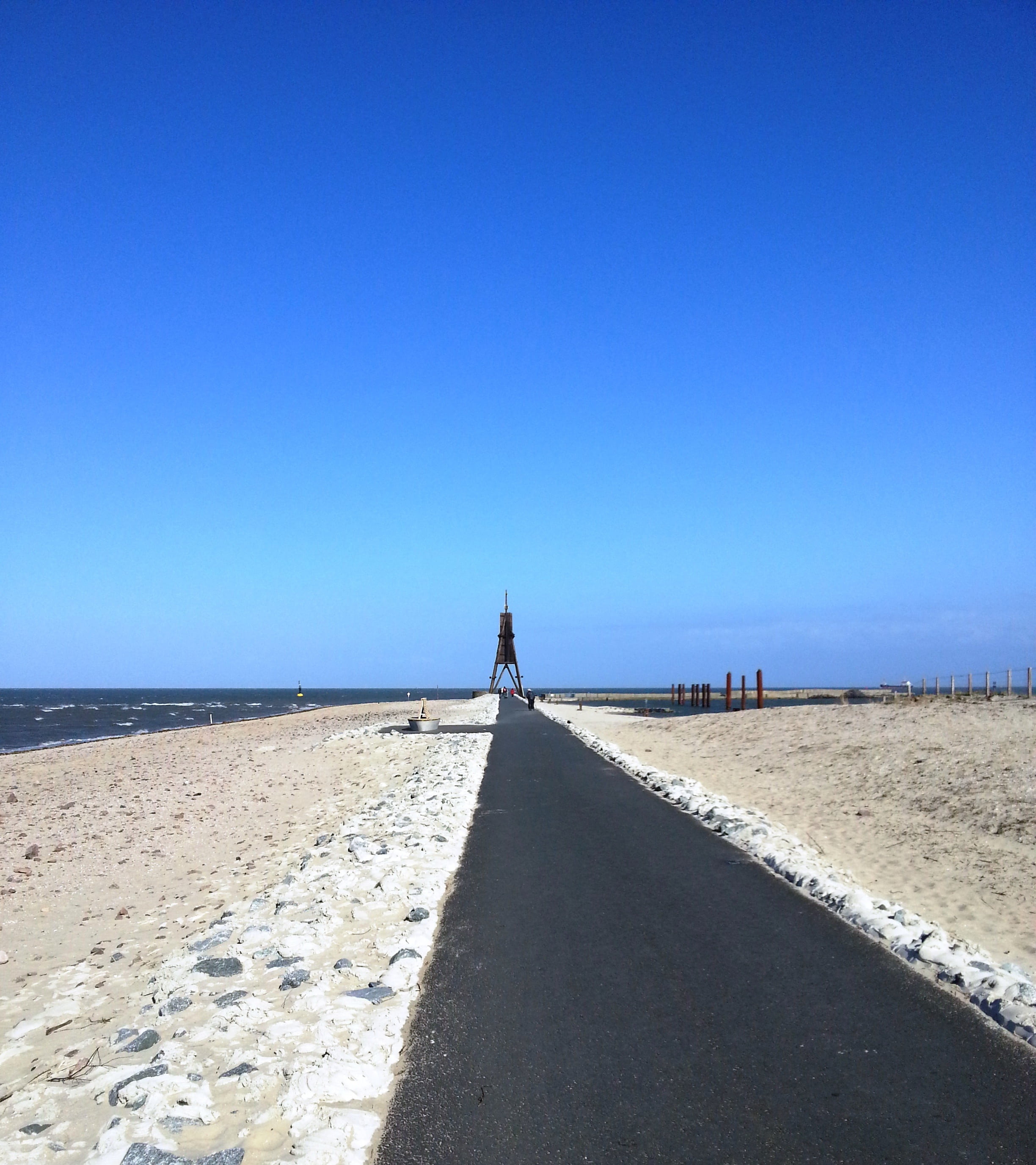 blue, the way forward, land, nature, wadden sea, clear sky, sand, 2K, day, north sea, cuxhaven, sea, sunlight, love, sky, outdoors, water, horizon over water, Phone HD Wallpaper