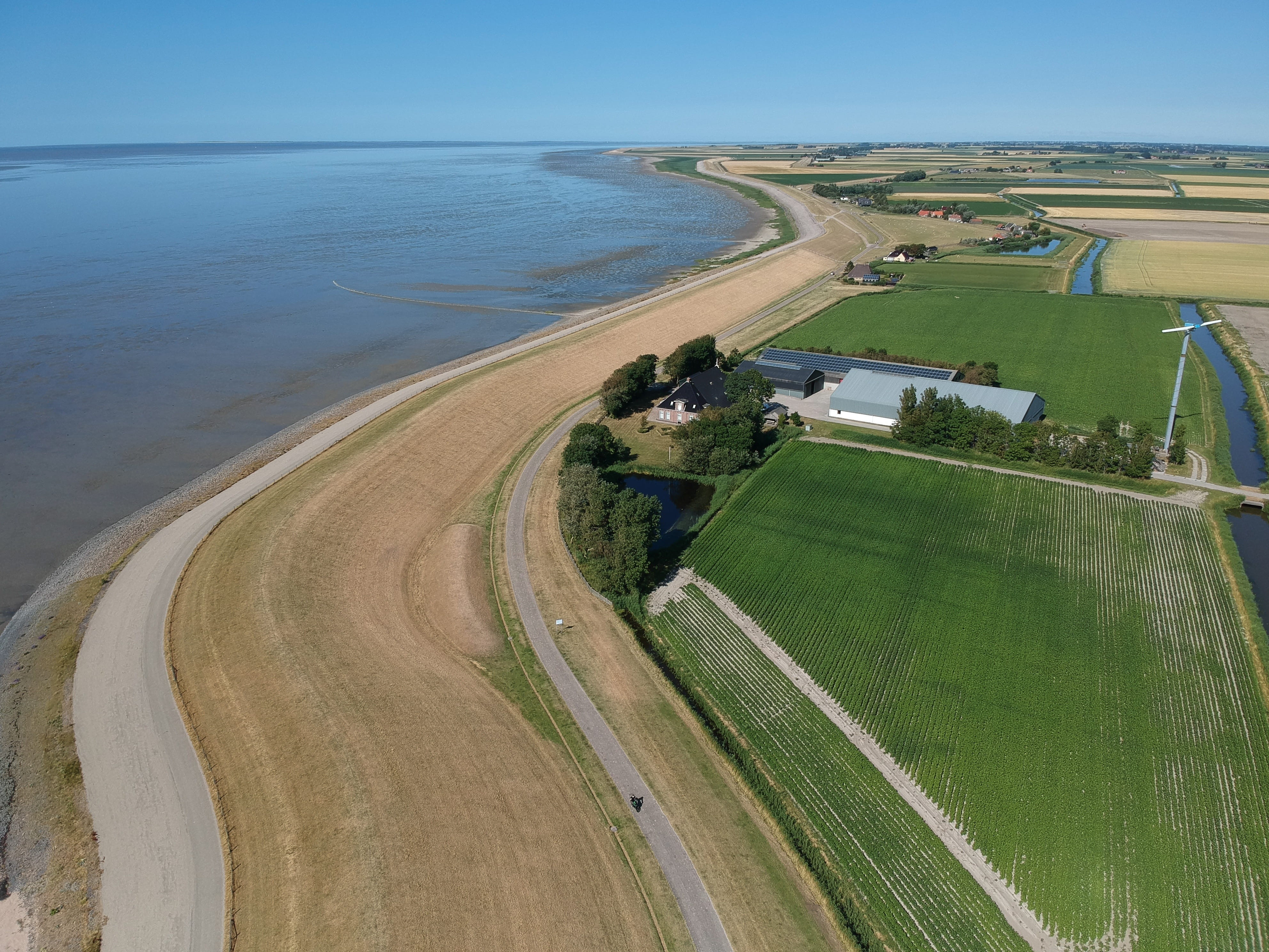 green color, friesland, zeedijk, wad, sea, coast, dronefoto, field, environment, nature, day, no people, drone, dyke, water, outdoors, road, transportation, HD Wallpaper