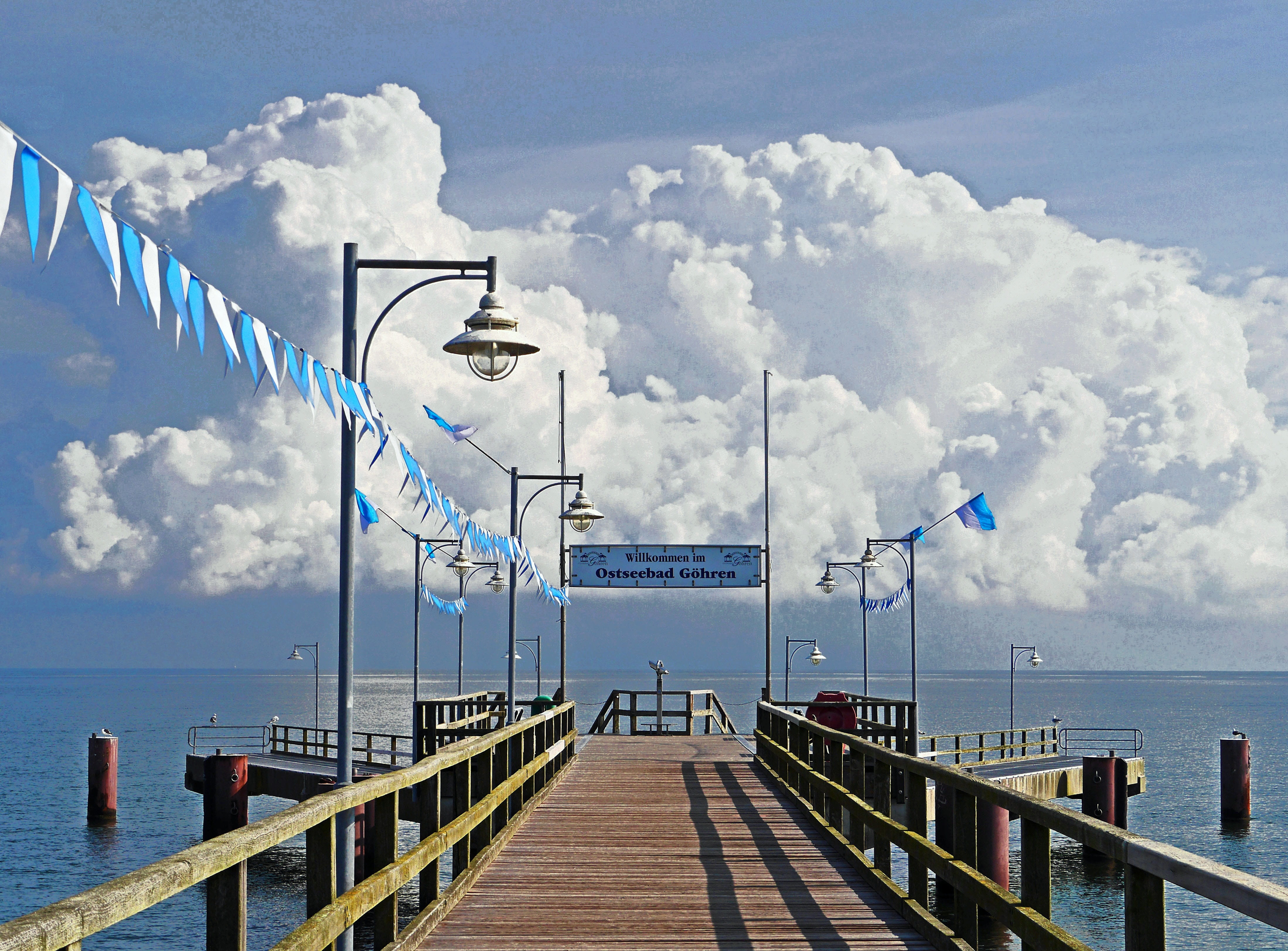 horizon over water, day, breakwater, water, clouds mountains, sky, waters, rügen, outdoors, beauty in nature, built structure, mönchgut peninsula, storm, HD Wallpaper