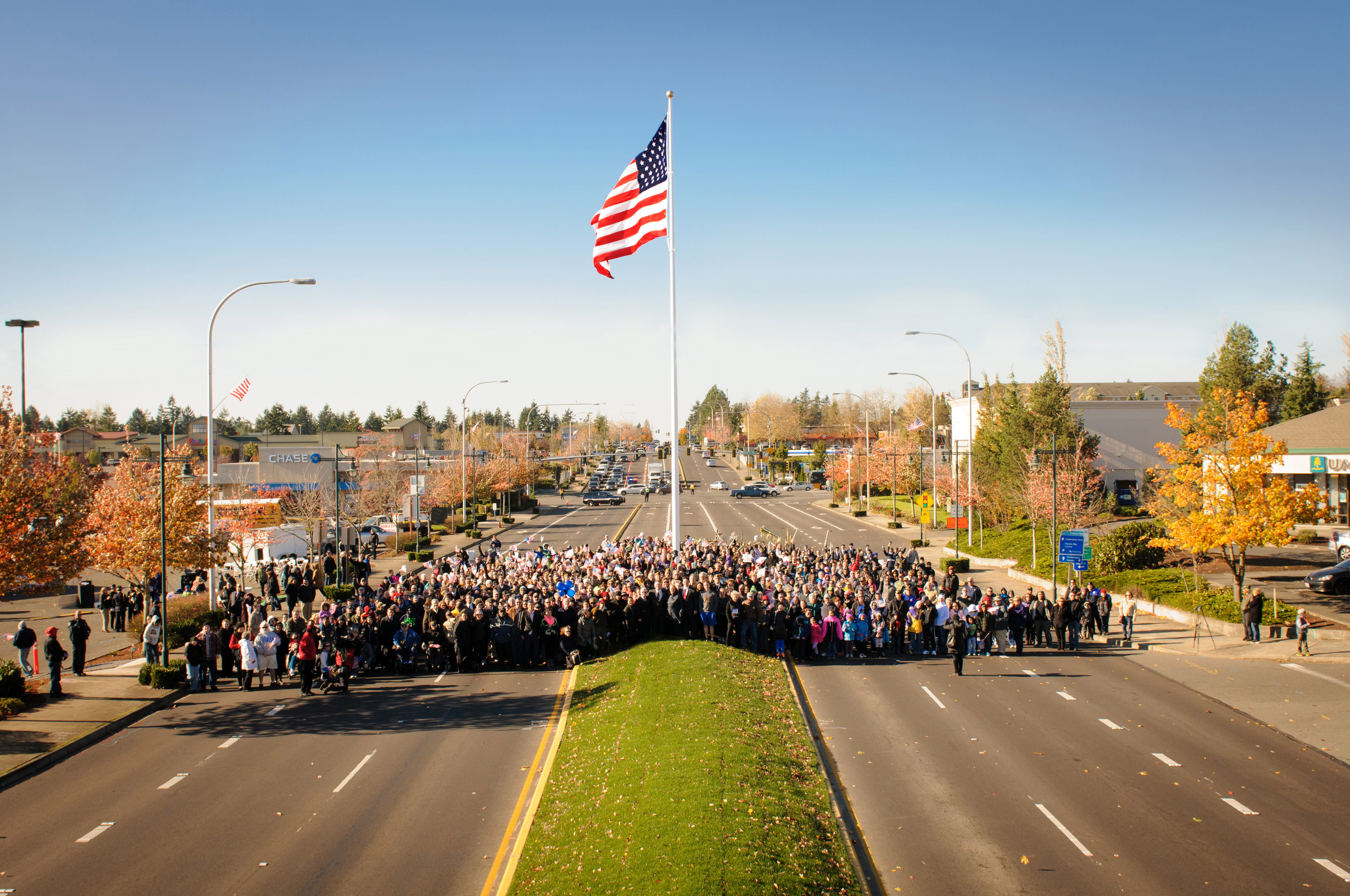 pride, group of people, Washington, architecture, Veterans Way, government, road, streets, Dedication, Federal Way, street, way, patriotism, sky, Flag, HD Wallpaper