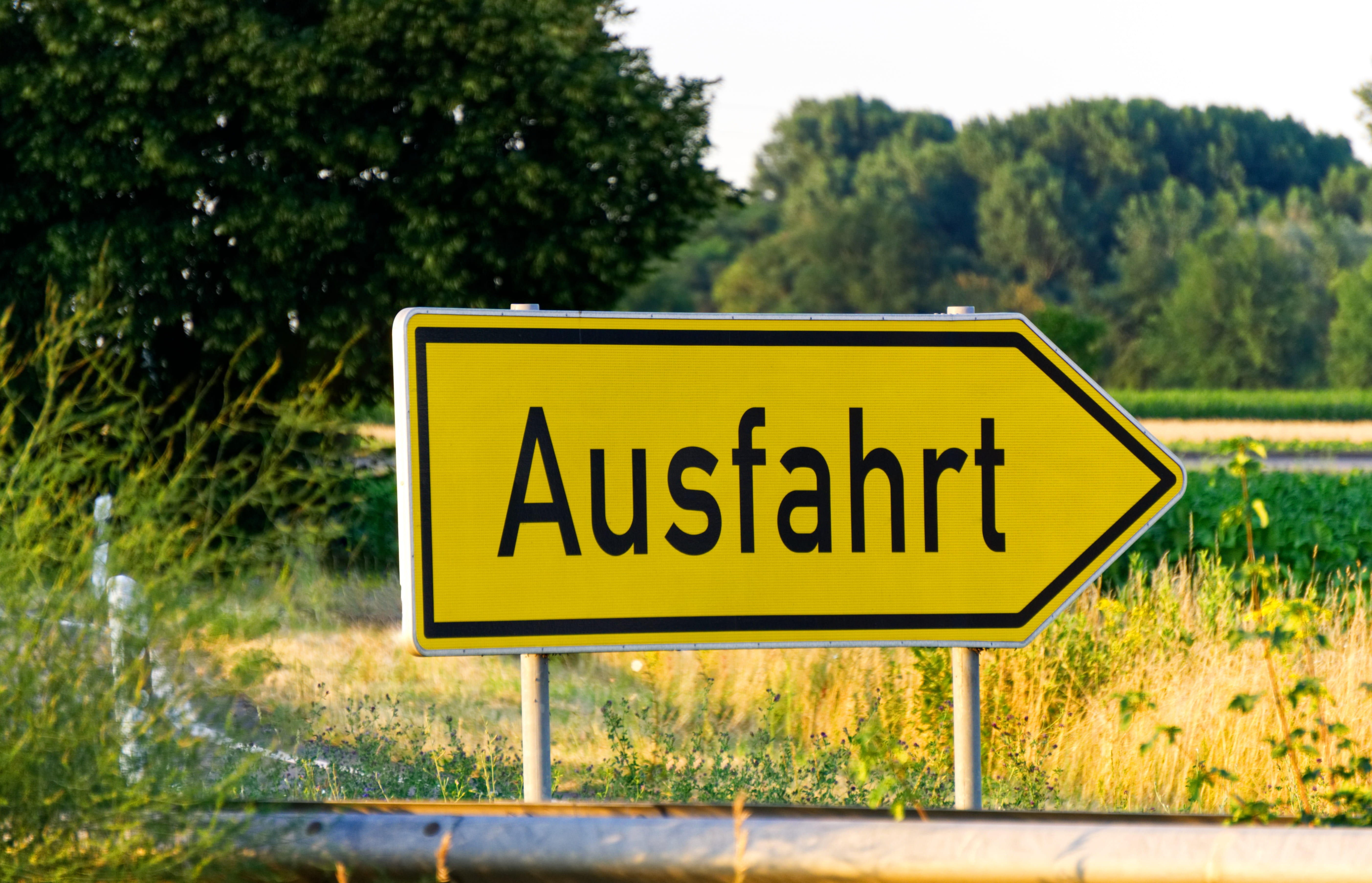 road, plant, tree, abandoned, focus on foreground, exit, day, germany, transport system, transportation, no people, shield, traffic sign, non-western script, HD Wallpaper
