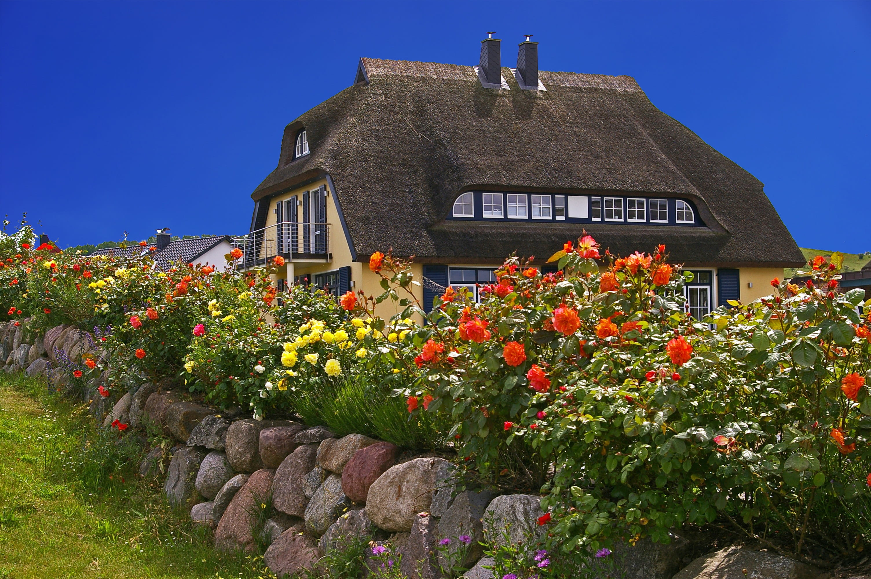 sky, architecture, no people, garden, nature, fragility, Thatched, flowering plant, island, mood, bush, freshness, day, bloom, memory, beauty, outdoors, HD Wallpaper