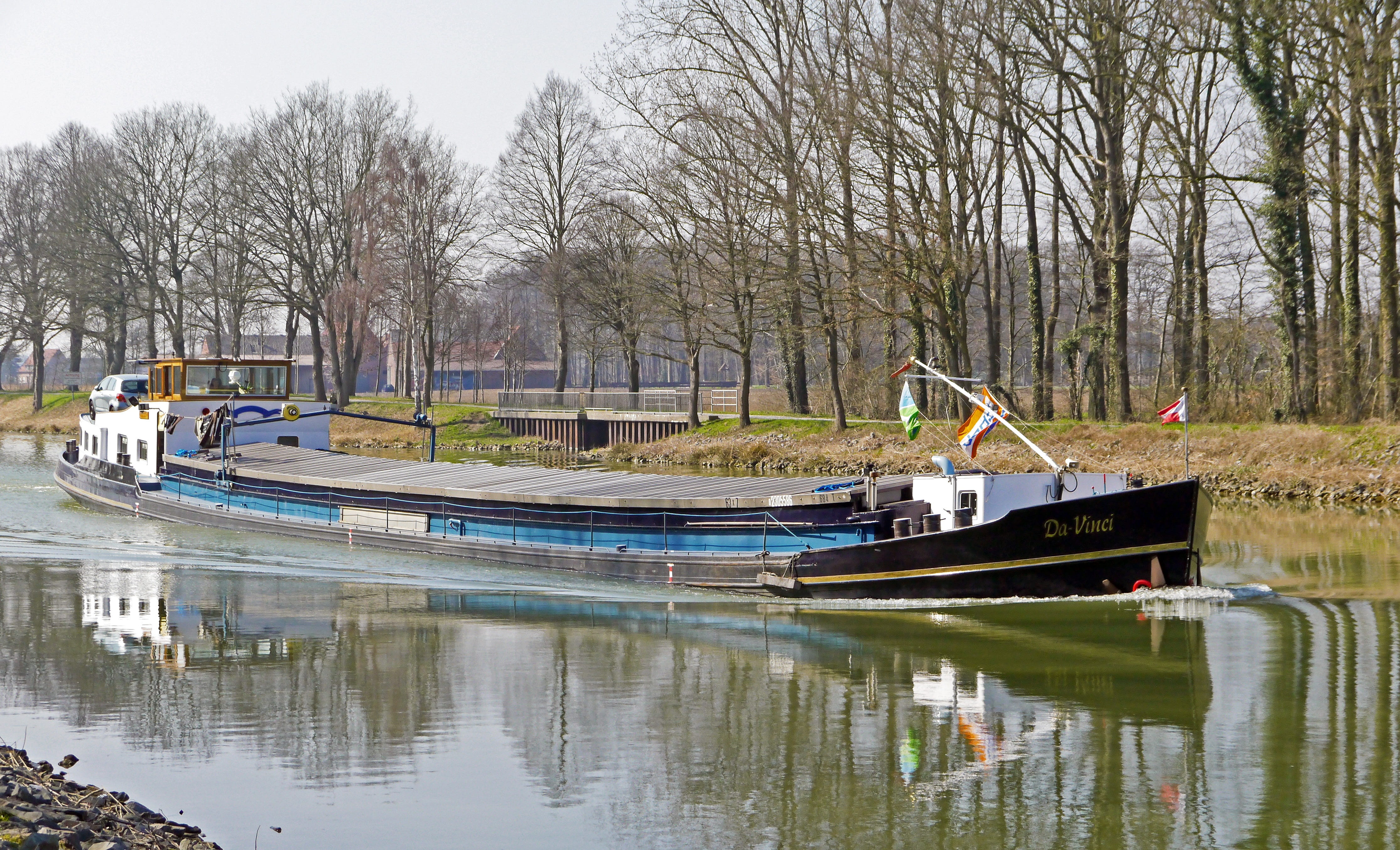 inland waterway transport, bridge, day, towpath, inlet, münsterland, mode of transportation, sheet piling, dek, plant, moored, reflection, lake, tranquil scene, HD Wallpaper