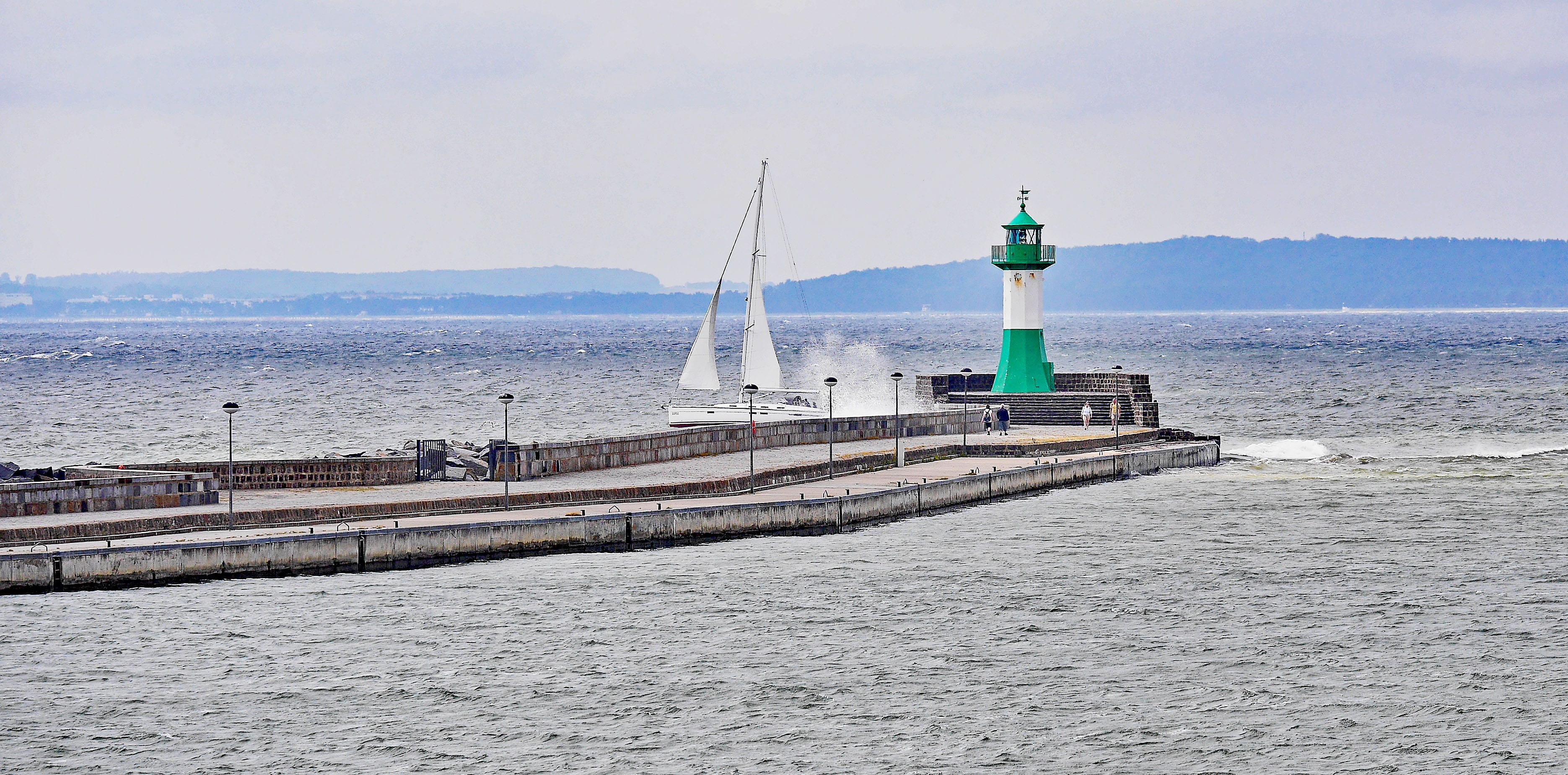 pier, 2K, protection, sassnitz, tower, bay, spray, baltic sea, no people, building exterior, security, angle, nature, sky, east wind, architecture, sailing boat, HD Wallpaper