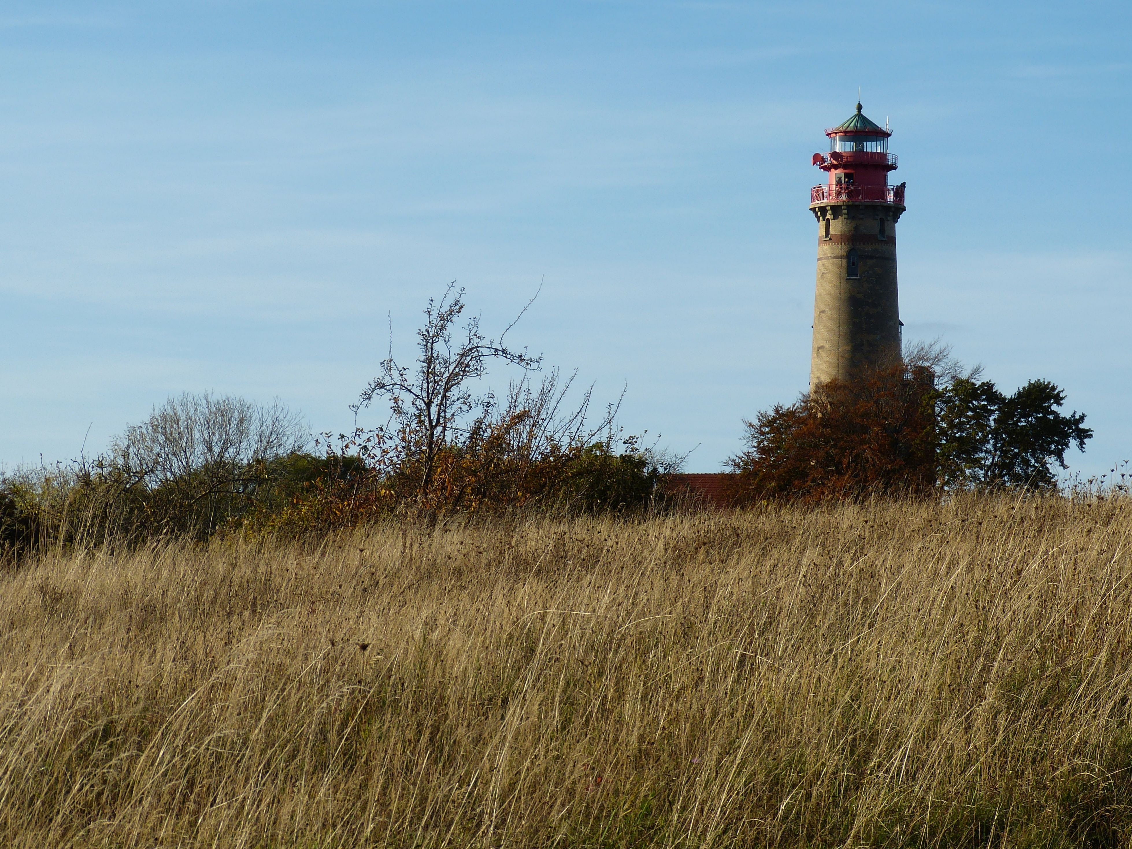 building, no people, safety, western pomerania, protection, sea, architecture, baltic sea, field, lighthouse, guidance, outdoors, landscape, land, rügen island, HD Wallpaper