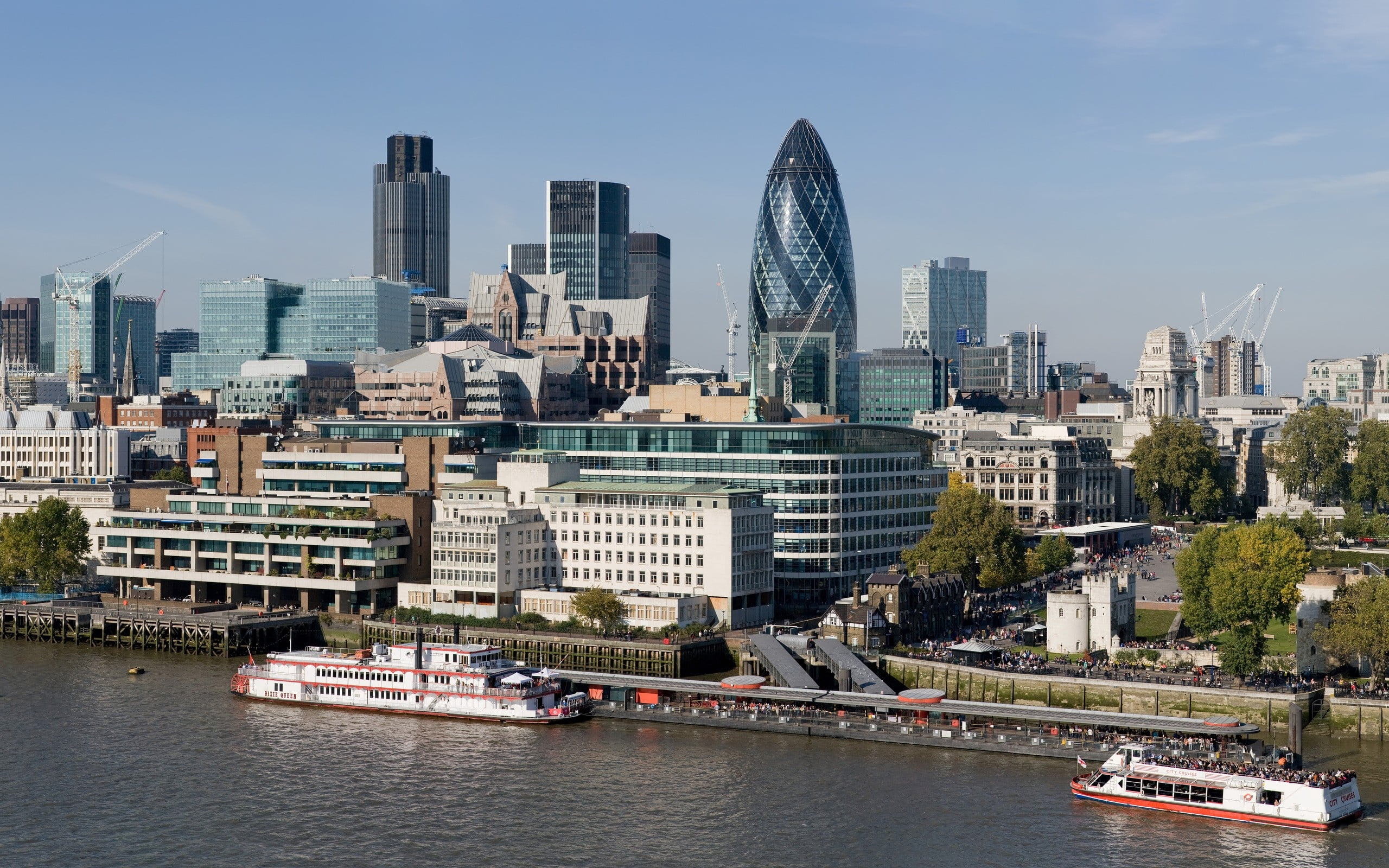 transportation, uK, day, london - England, office building exterior, quay, office Building, outdoors, waterfront, architecture And Buildings, skyscrapers, HD Wallpaper