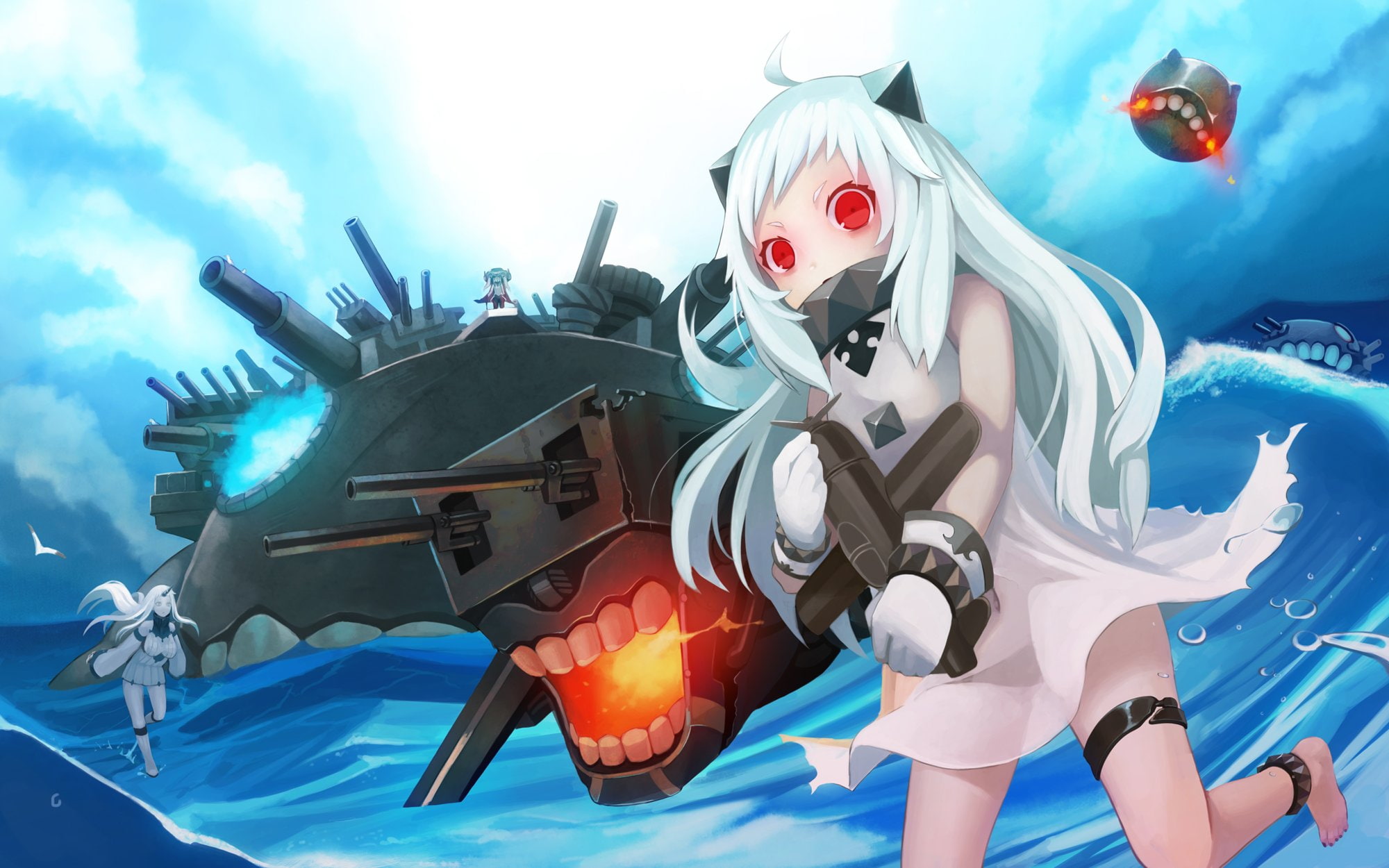 hime, kancolle, ocean, collection, northern, kantai, wo class, elrowa, seaport, 1080P, HD Wallpaper