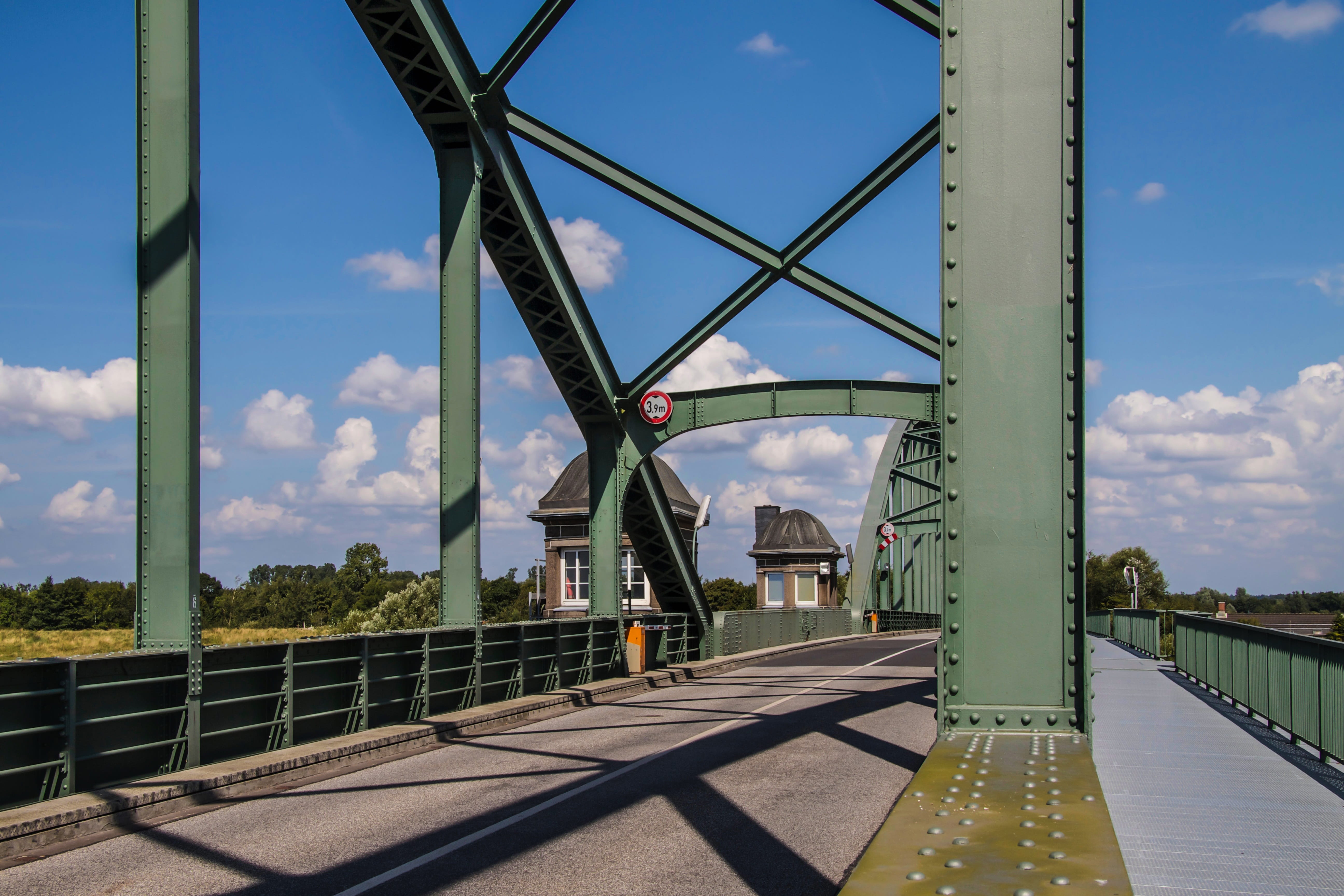 shadow, transportation, sunlight, eider, alloy, long, connection, steel structure, day, steel, road, city, no people, cloud - sky, bridge - man made structure, HD Wallpaper