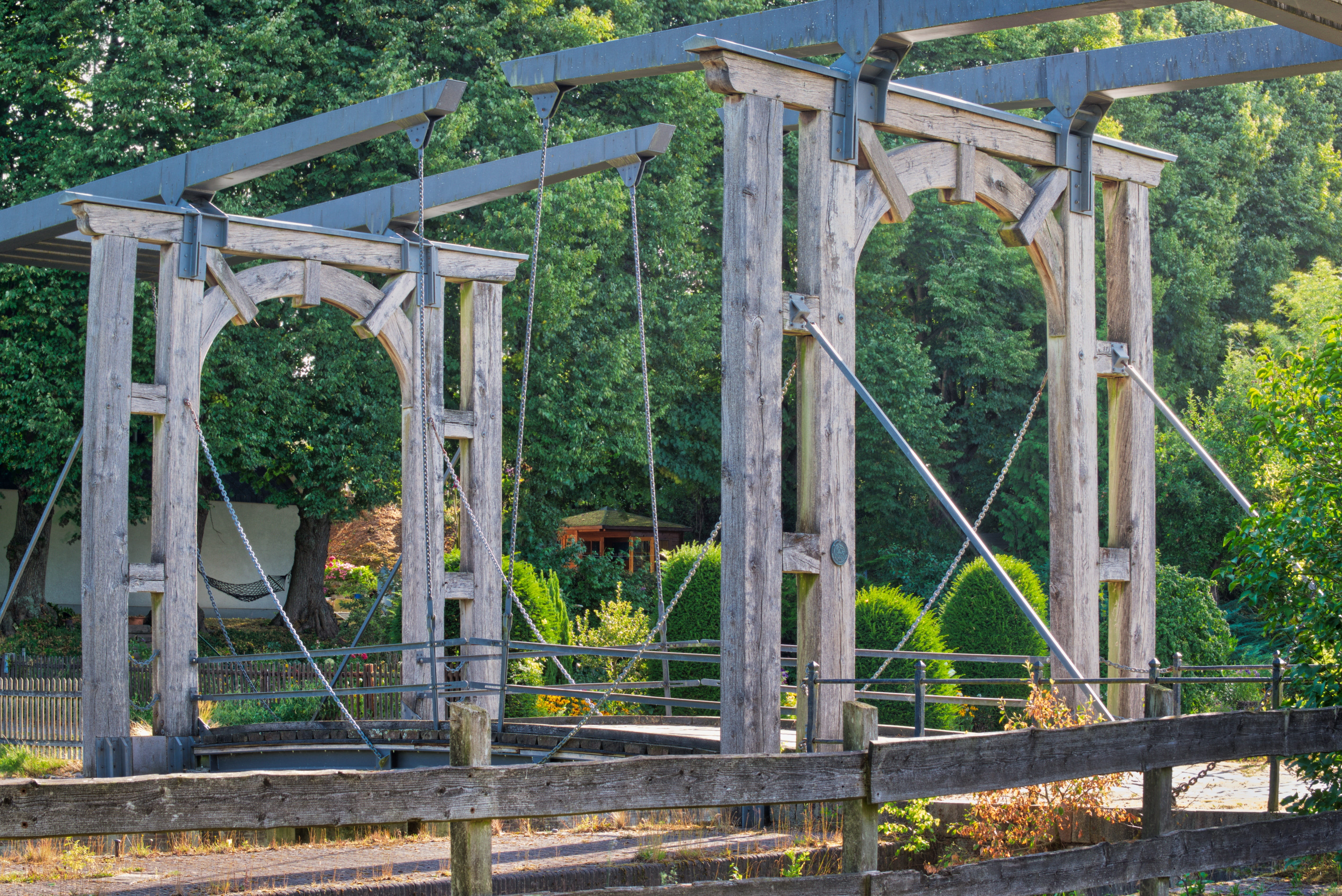 metal, germany, old, railing, connection, outdoors, bascule bridge, places of interest, building exterior, historically, land, oak wood, wood - material, HD Wallpaper