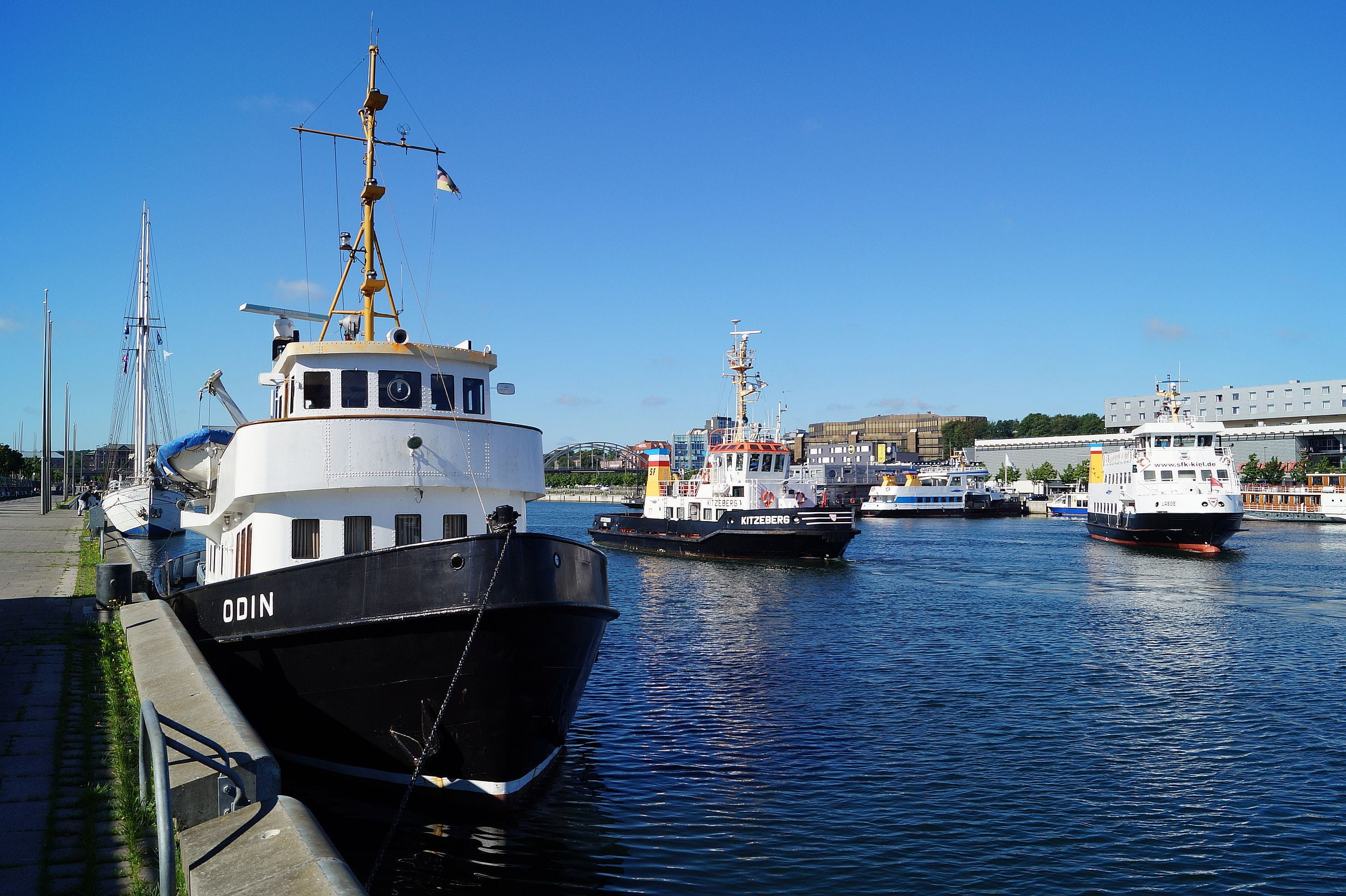 sea, no one, clear sky, schleswig-holstein, built structure, shelter, waterfront, water, harbor, day, fishing industry, outdoors, moored, fjord, mode of transportation, HD Wallpaper
