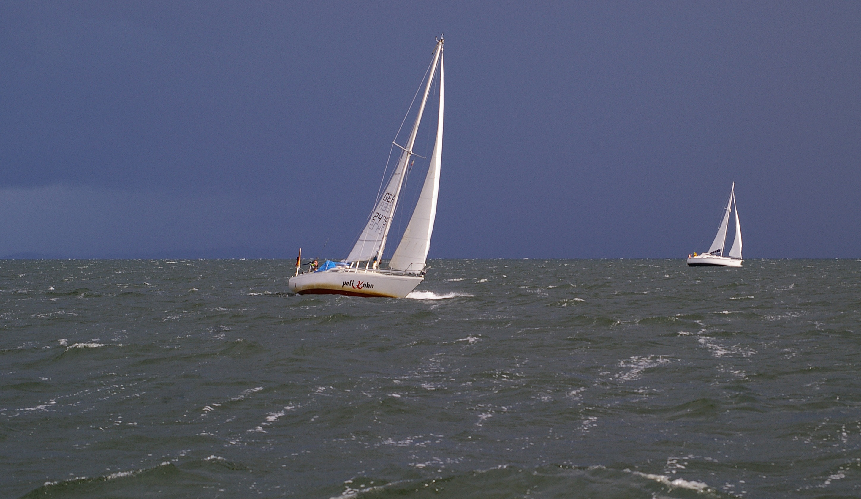 luxury, romantic, summer, mood, nature, rain, on the move, view, panorama, sun, boot, blue, wind, sail, rest, angle, baltic sea, distant view, white, 2K, HD Wallpaper