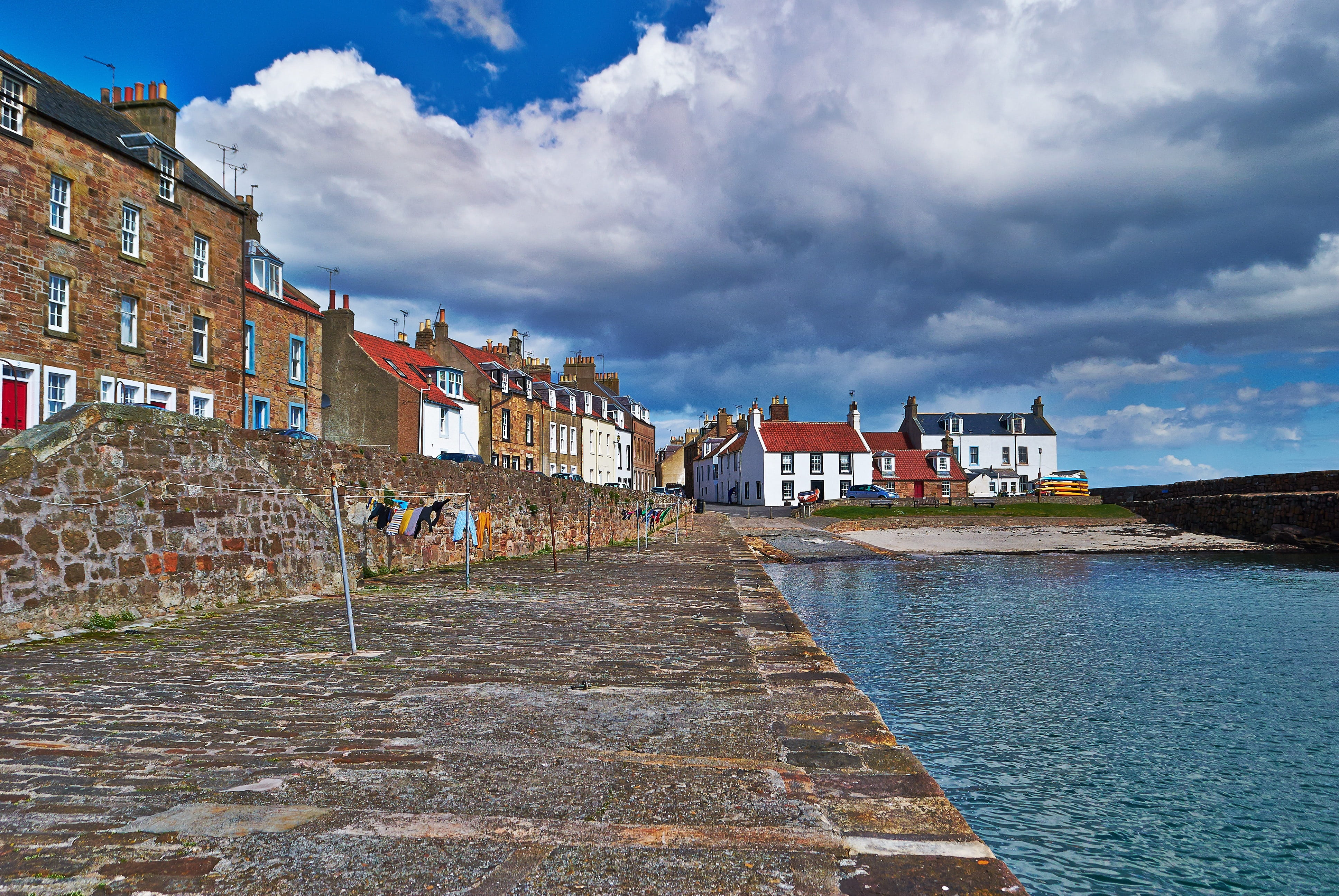 outdoors, Anstruther, Sea, day, fife, neuk, building, building exterior, harbor, tide, sky, built structure, residential district, Harbour, 4K, city, no people, HD Wallpaper