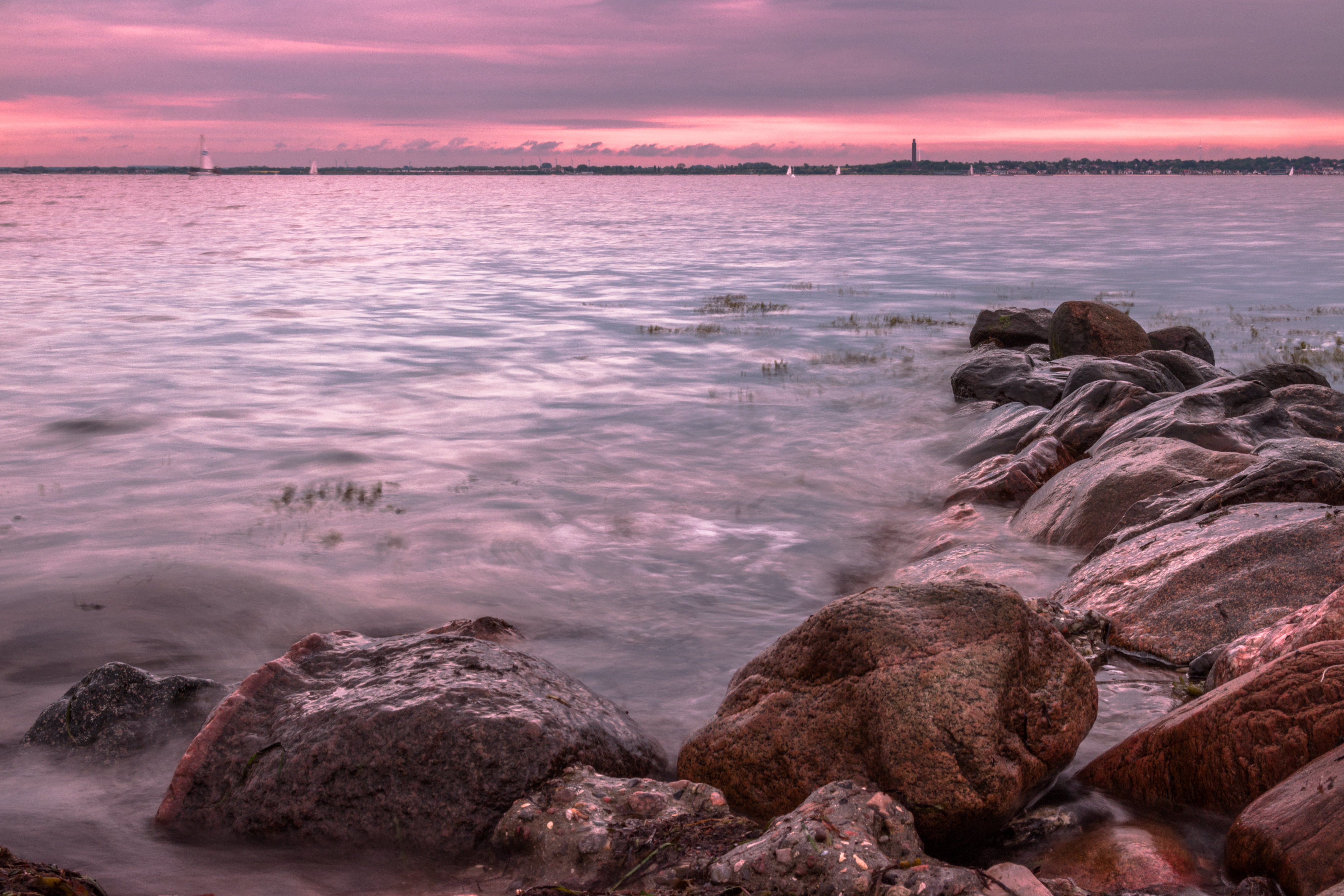 Canon  EOS  70D, rock, Strande, photography, time-lapse photography, water, Schleswig-Holstein, coastline, Kieler Förde, body of water, lapse, nature, dusk, HD Wallpaper