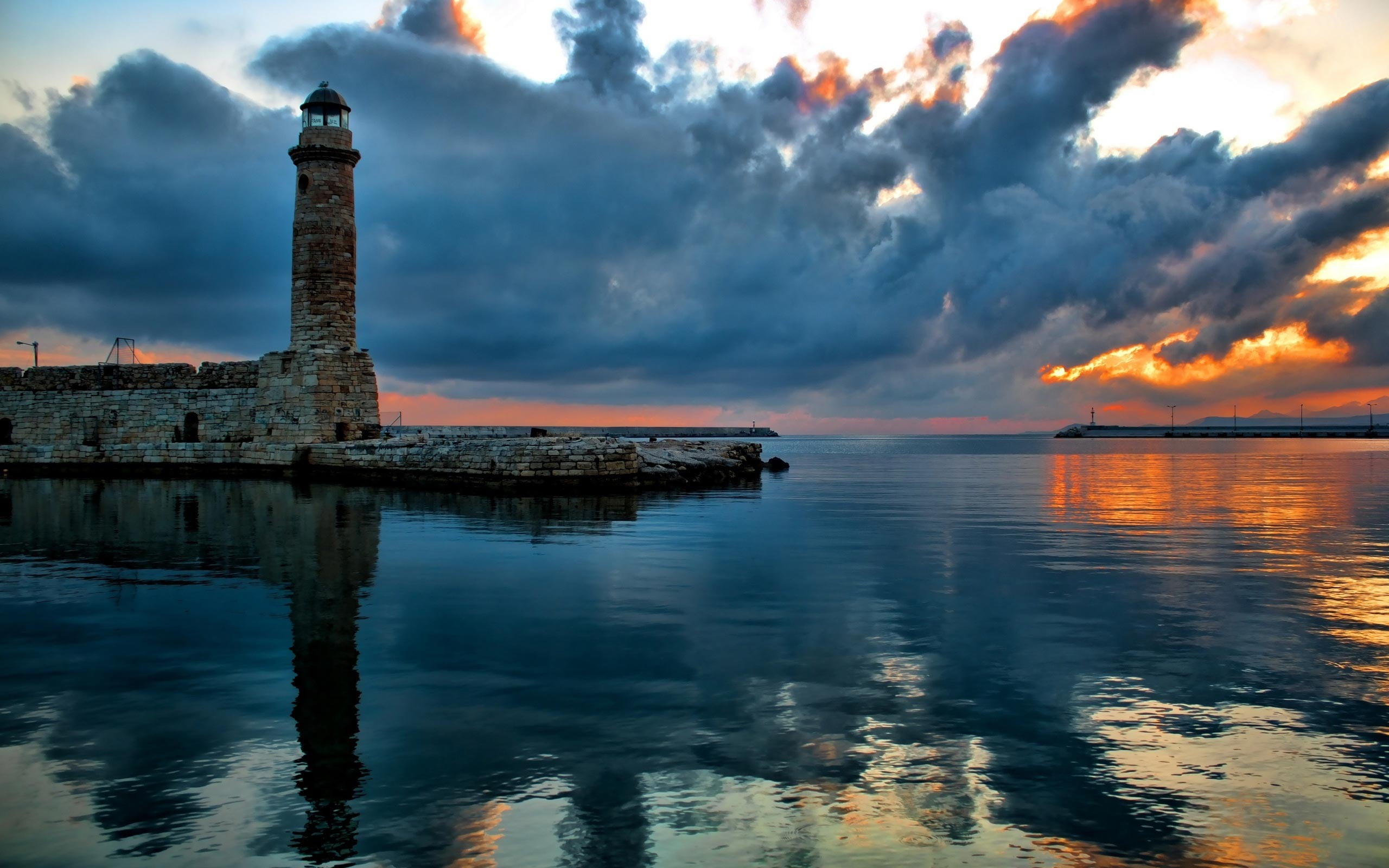 tranquility, no people, clouds, history, hour, outdoors, sunset, nature, sea, sky, tranquil scene, built structure, photography, underneath, scenics - nature, HD Wallpaper