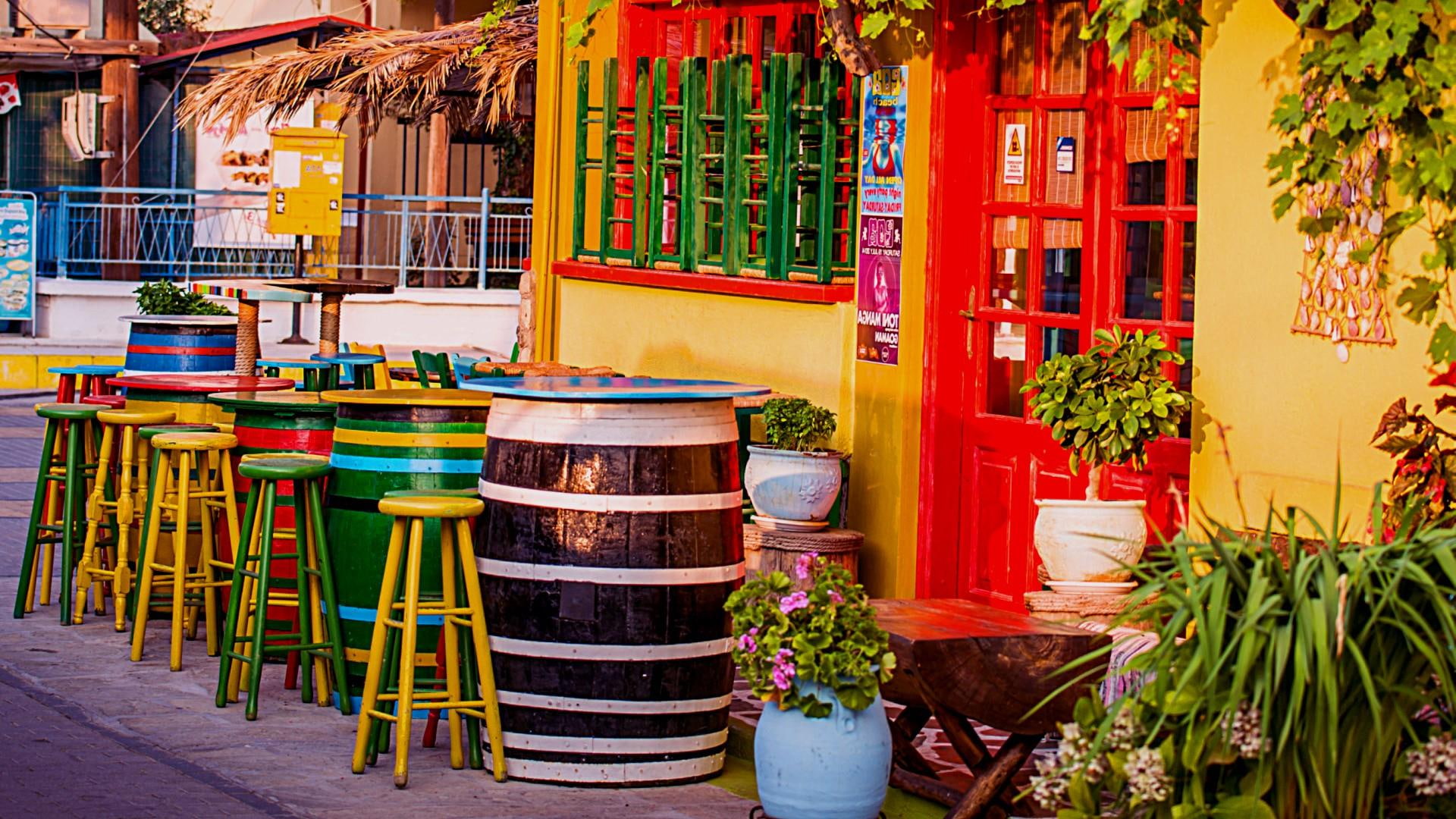 greek tavern, greece, europe, 1080P, colorful, HD Wallpaper