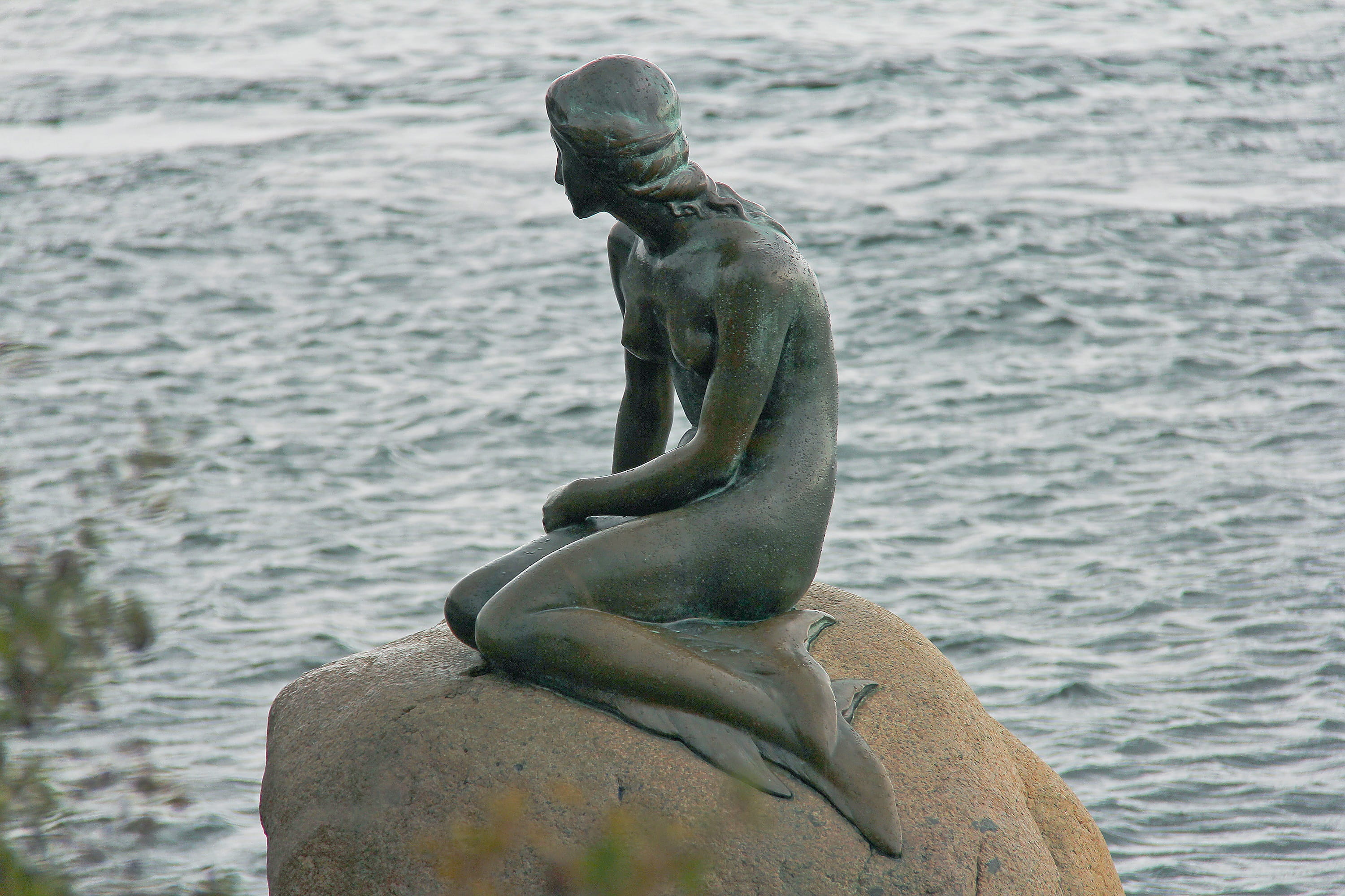 no people, famous sculpture, outdoors, representation, europe, Mermaid, copenhagen, day, craft, male likeness, nature, near, focus on foreground, famous, HD Wallpaper