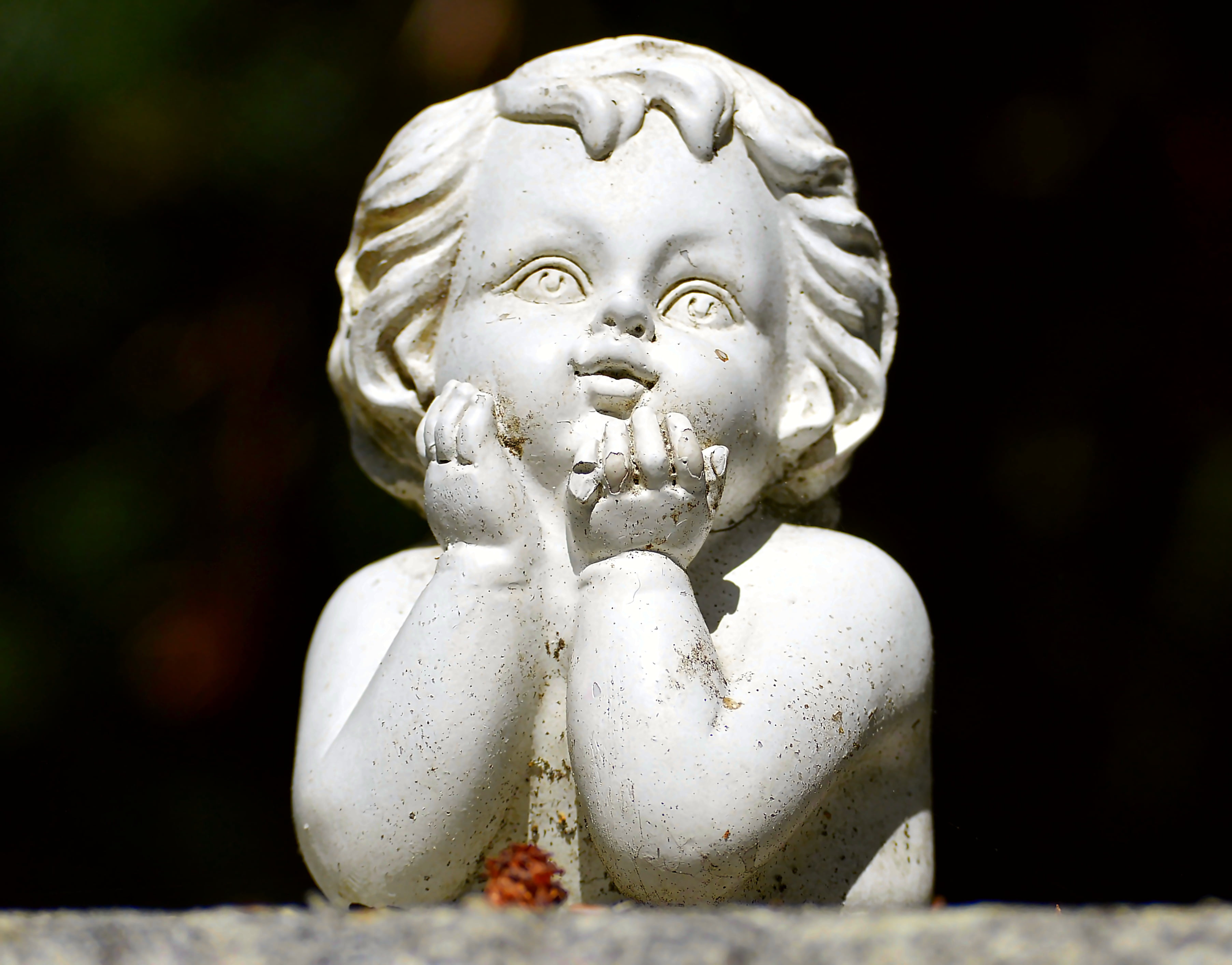 close-up, face, focus on foreground, bust, no people, hands, religion, garden, garden figurines, little angel, decoration, female likeness, day, spring angel, HD Wallpaper