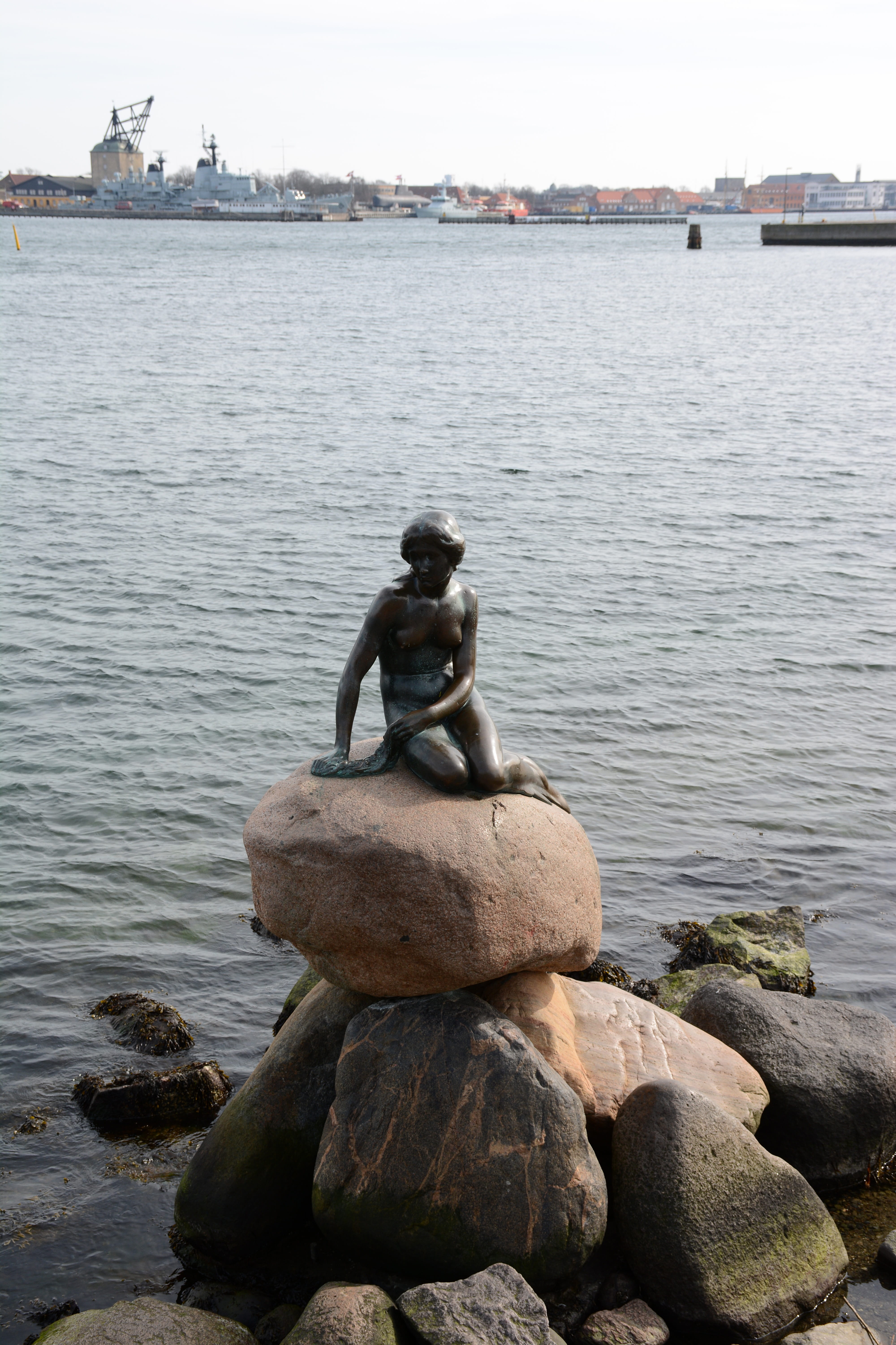 no people, tranquility, day, rock, 5K, water, sky, solid, lille havfrue, balance, dutch, sculpture, danish, land, copenhagen, art and craft, outdoors, Phone HD Wallpaper