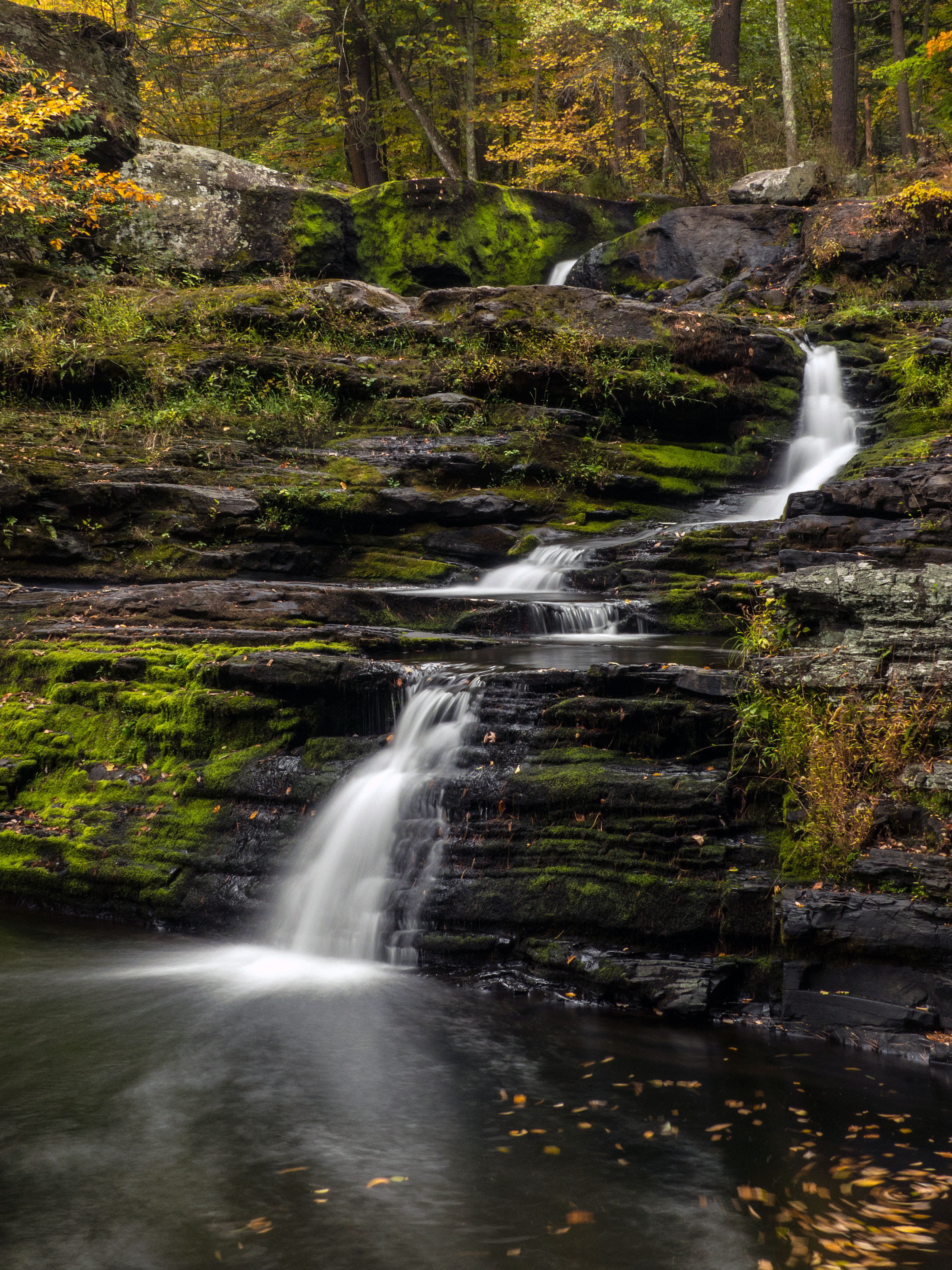 outdoors, tree, site, delaware gap, viewed, waterfall, childs, delaware water gap, 2K, images of waterfalls, creek, river, land, waterfall pictures, no people, Phone HD Wallpaper